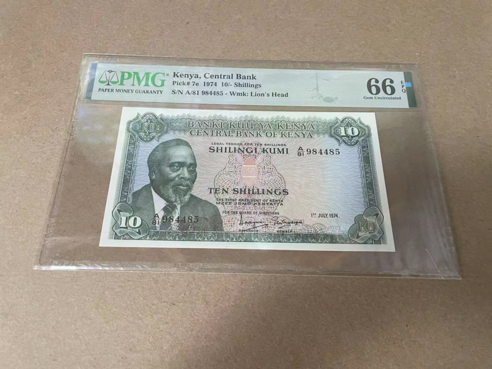 【Blue Auction】✨世界纸币精拍第327期——莫总专场XXI 肯尼亚 1974年10先令 PMG66EPQ 