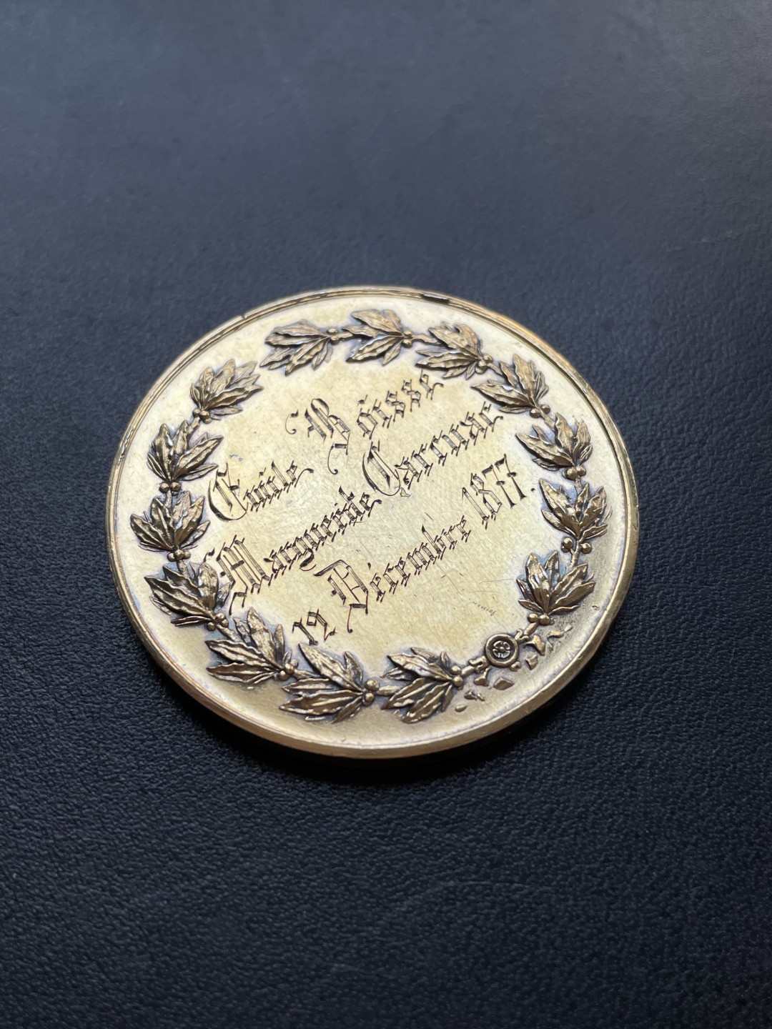 欧洲章牌-拍卖第23场 1877年法国婚礼镀金银章