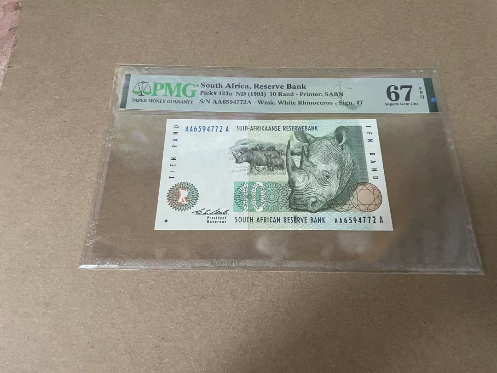 【Blue Auction】✨世界纸币精拍第327期——莫总专场XXI 【AA初版】南非 1993年10兰特 PMG67EPQ 