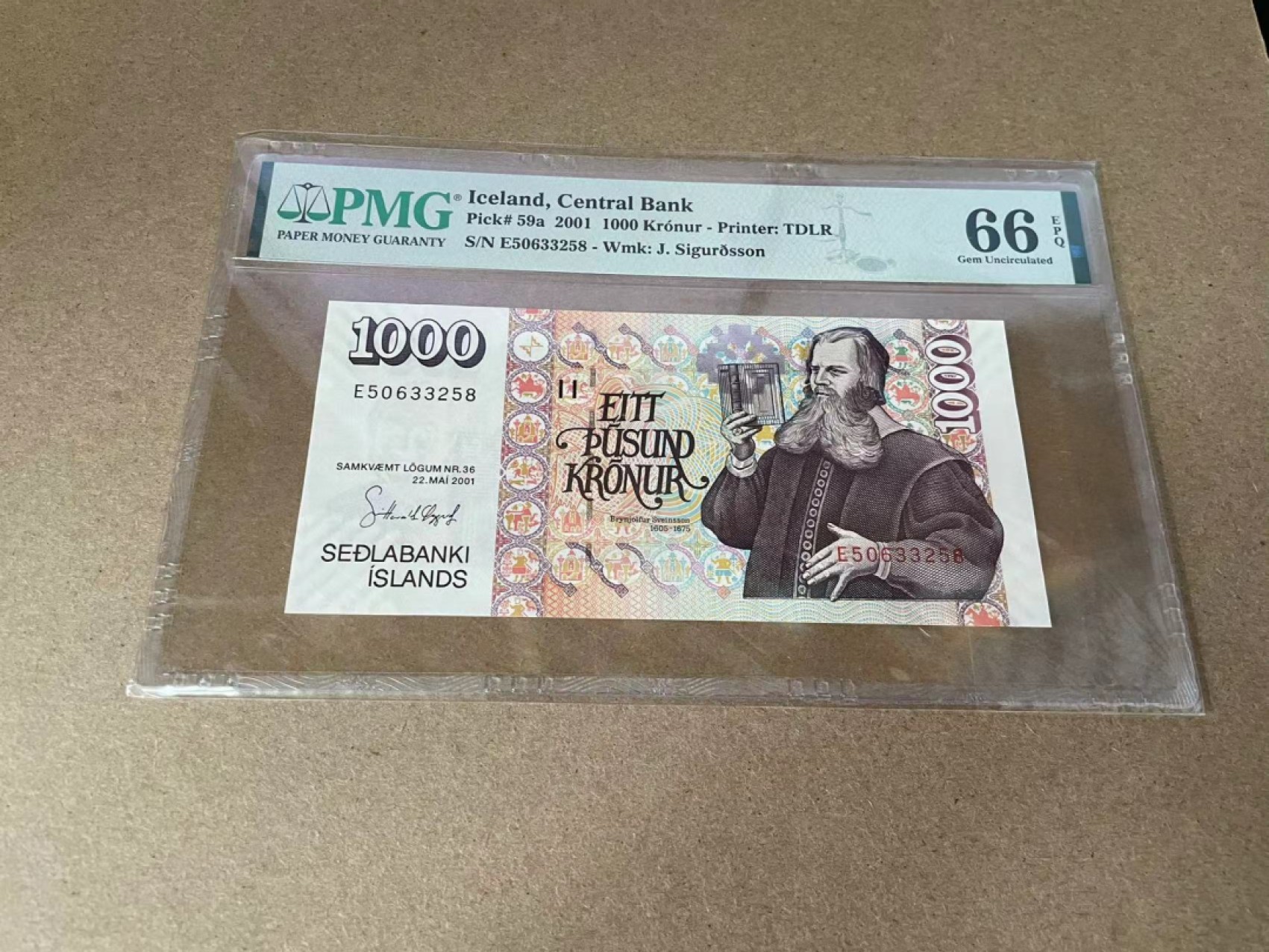 【Blue Auction】✨世界纸币精拍第327期——莫总专场XXI 【无47】冰岛 2001年1000克朗 PMG66EPQ 