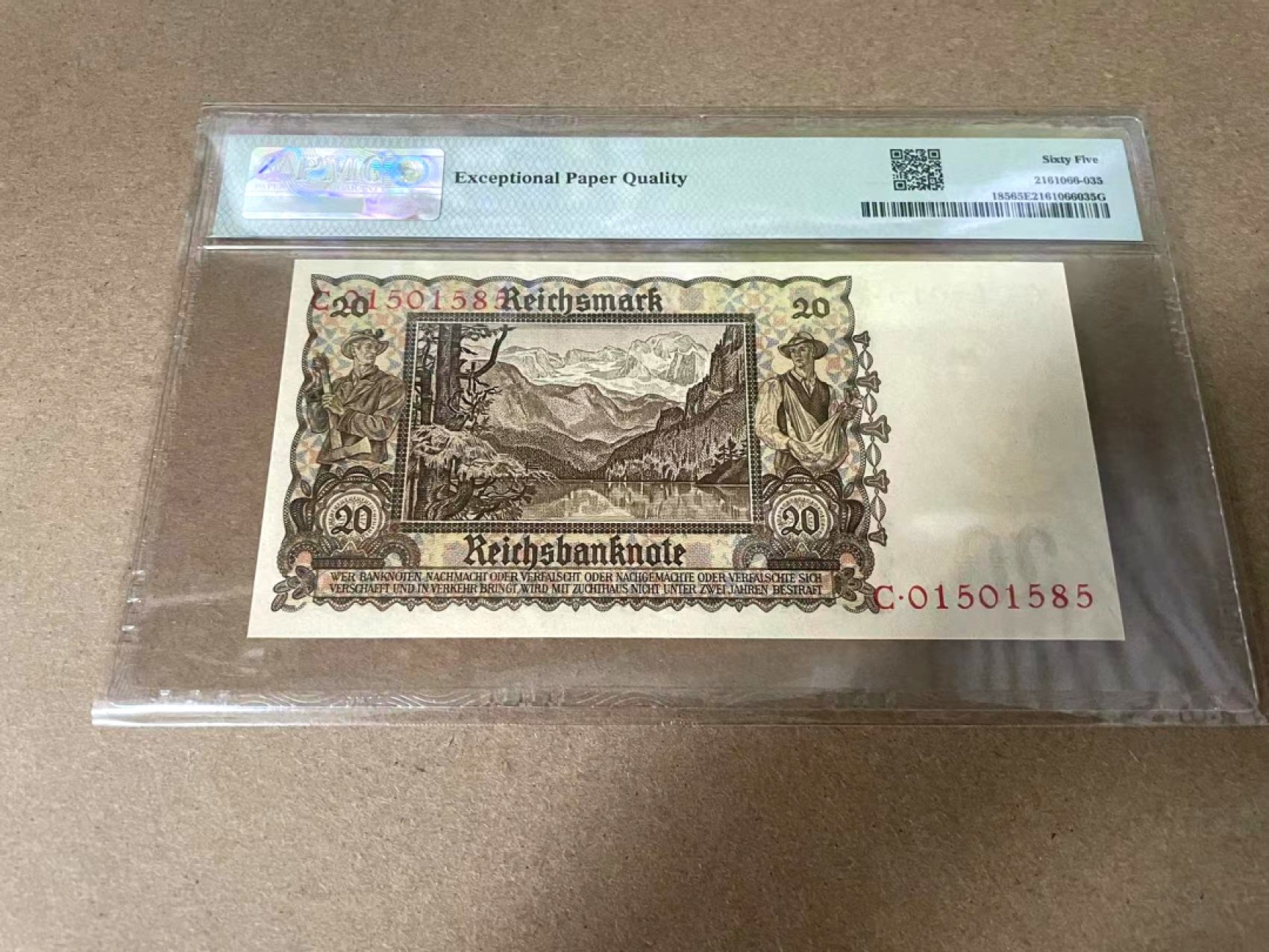 【Blue Auction】✨世界纸币精拍第327期——莫总专场XXI 【无47】德国 1939年20马克 PMG65EPQ 绝品