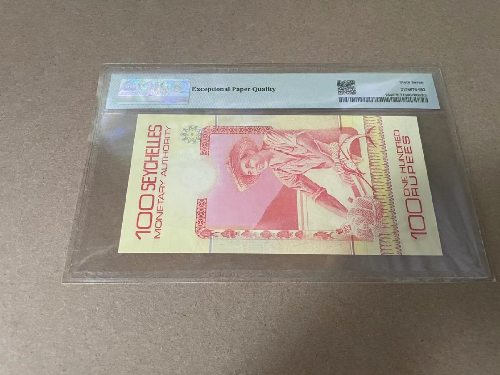 【Blue Auction】✨世界纸币精拍第327期——莫总专场XXI 【655小号 A冠】塞舌尔 1979年100卢比 PMG67EPQ 