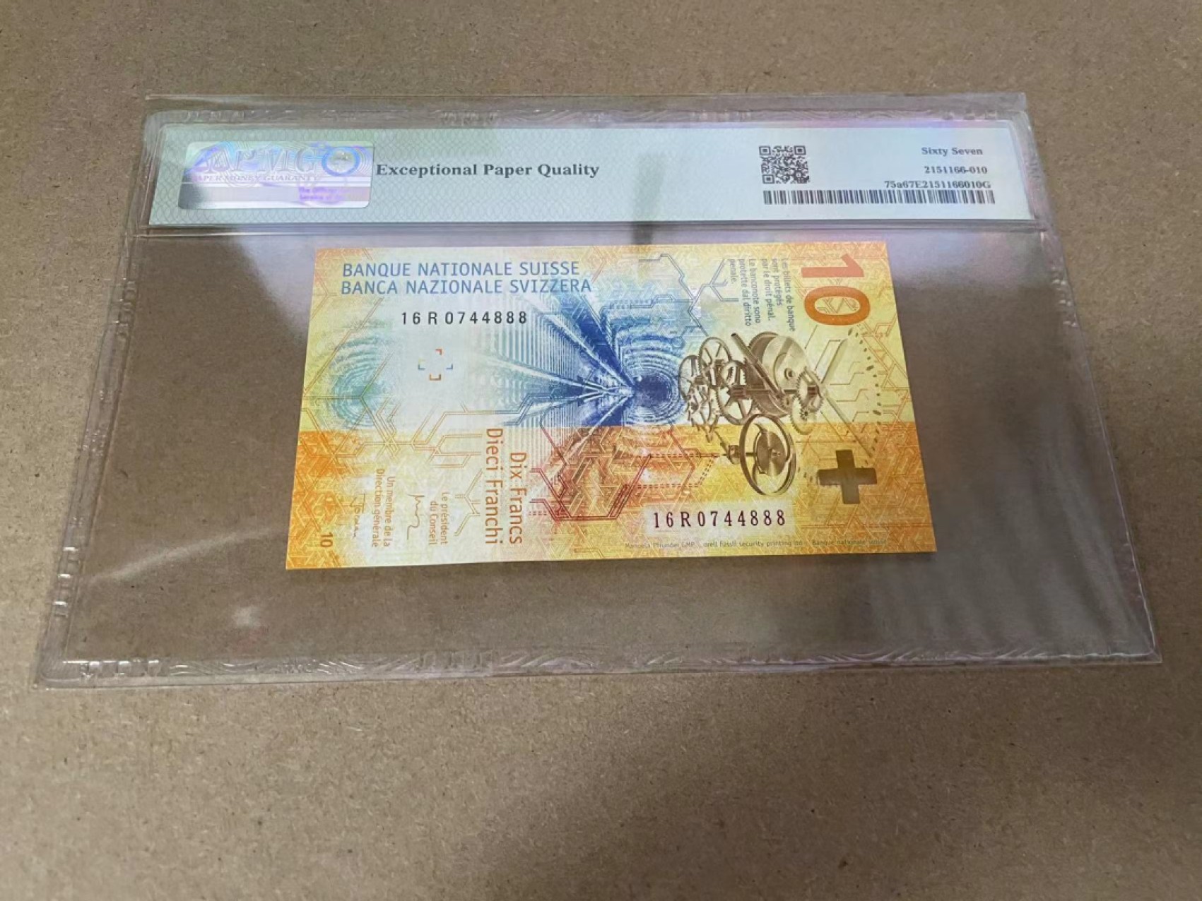 【Blue Auction】✨世界纸币精拍第327期——莫总专场XXI 【888豹子号】瑞士 2016年10法郎 PMG67EPQ 