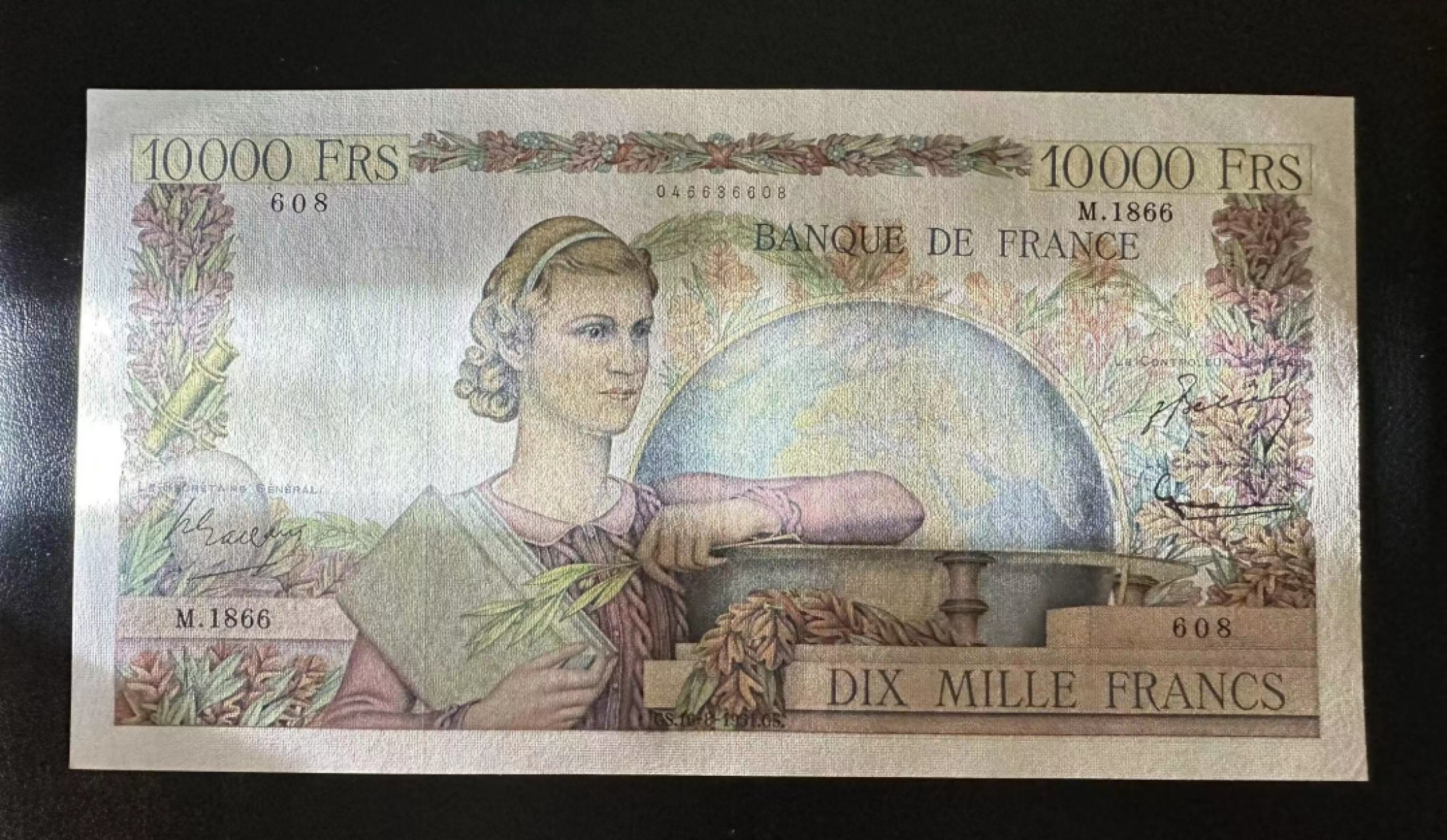 【Blue Auction】✨世界纸币精拍第327期——莫总专场XXI 【608倒置号】法国 1951年10000法郎 超大票幅 AU