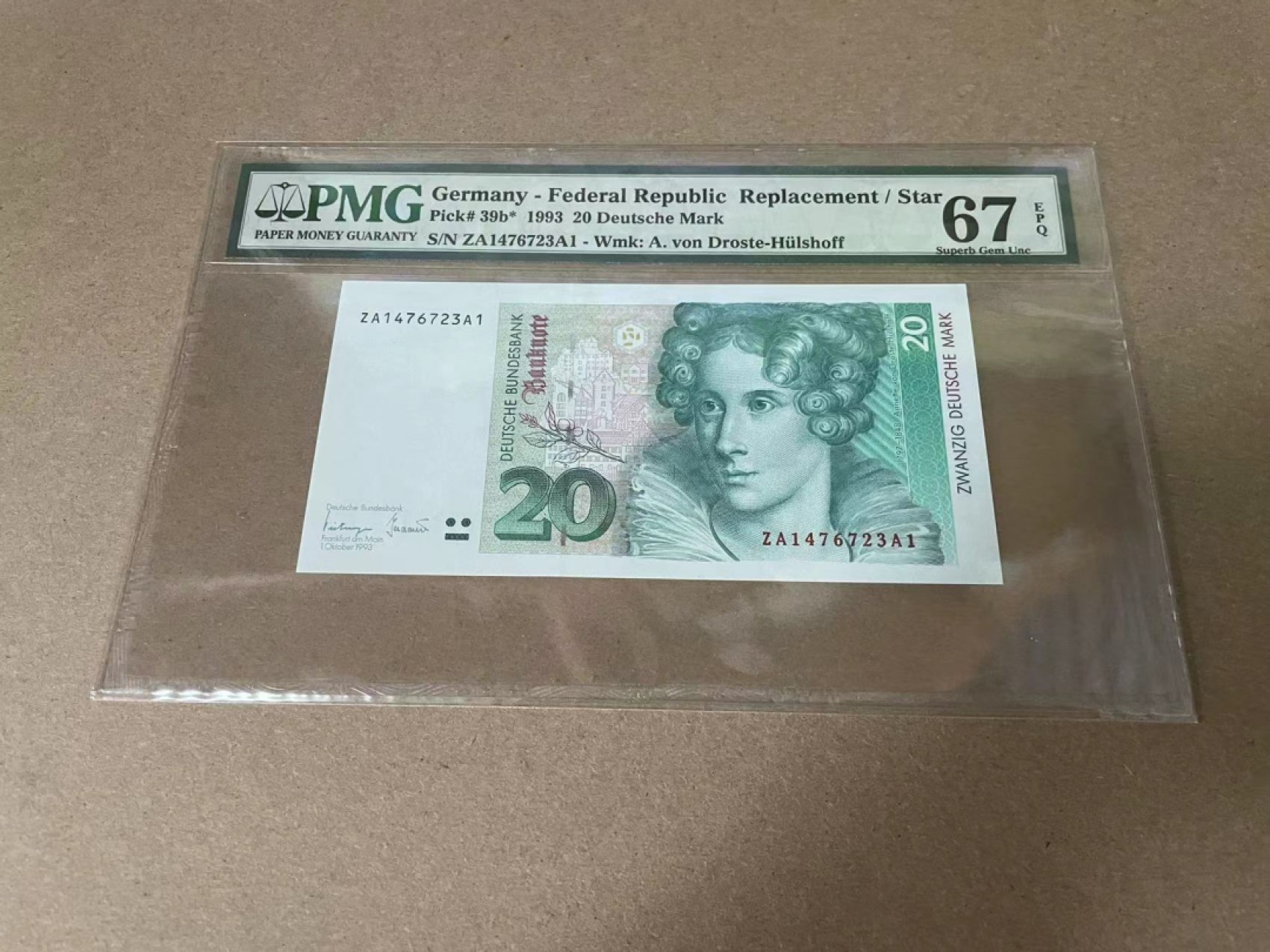 【Blue Auction】✨世界纸币精拍第327期——莫总专场XXI 【补号】德国 1993年20马克 PMG67EPQ 