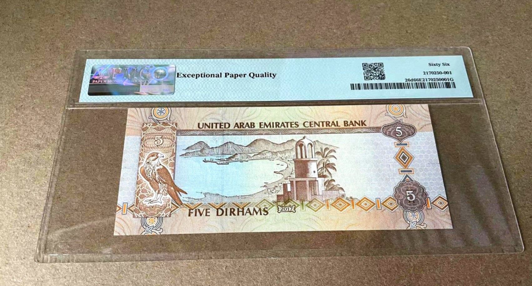 【Blue Auction】✨世界纸币精拍第327期——莫总专场XXI 阿联酋 2017年5迪拉姆 PMG66EPQ 