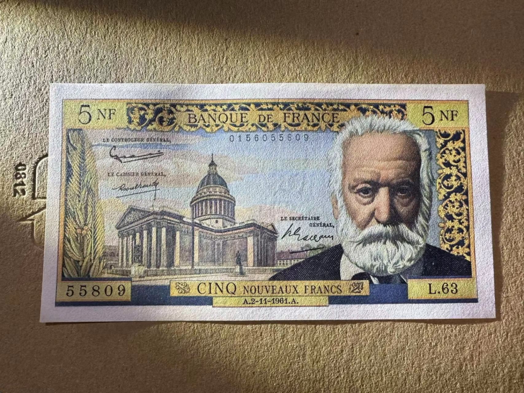 【Blue Auction】✨世界纸币精拍第327期——莫总专场XXI 法国 1961年5新法郎 雨果 AU+无针孔