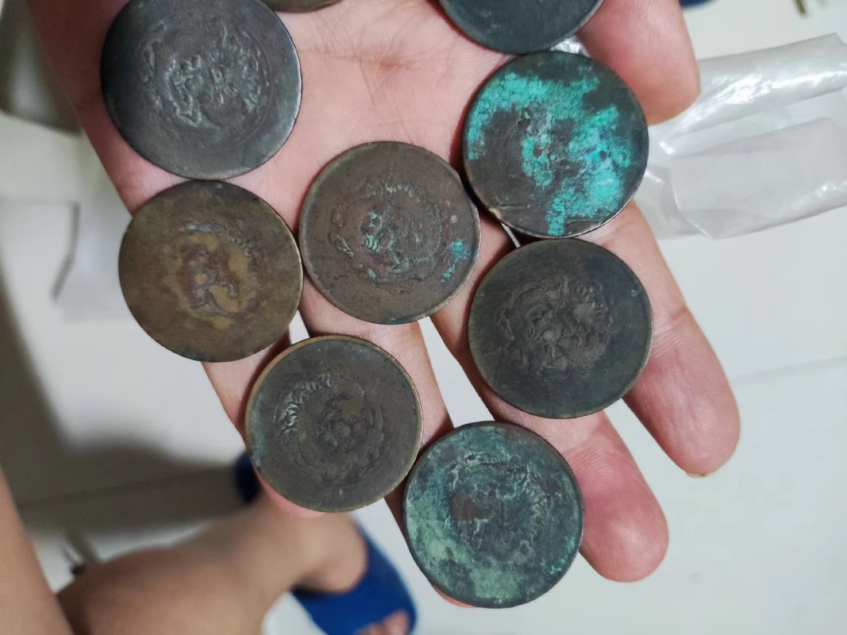 大清铜币，有一枚湖南铜币，9枚