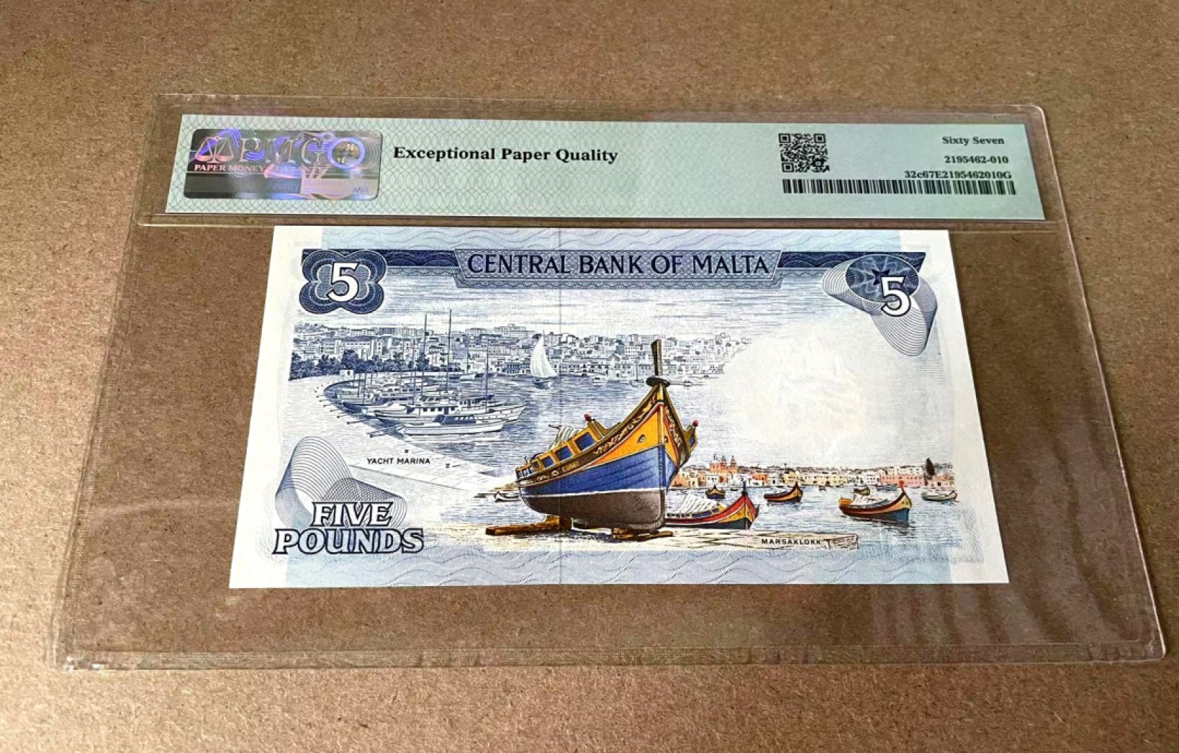 【Blue Auction】✨世界纸币精拍第327期——莫总专场XXI 【c版冠军分】马耳他 1967年5里拉 PMG67EPQ 高分 经典彩背