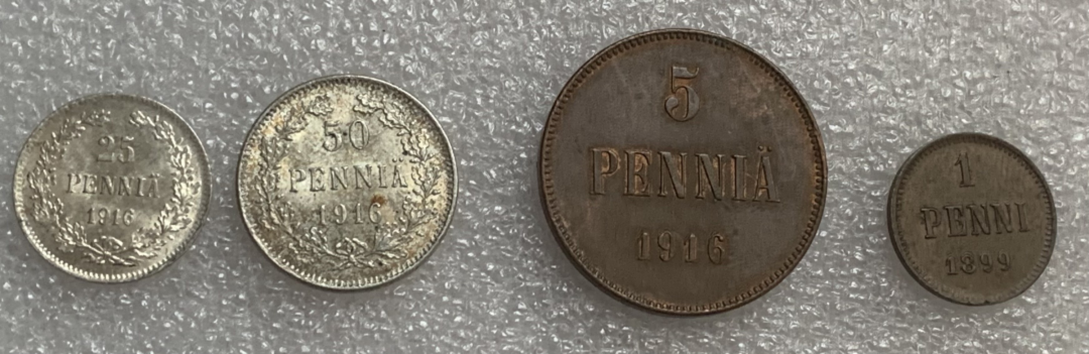 瓶子🏺第93期拍卖会  1899-1916年沙皇俄国芬兰2枚银币2枚铜币  拜占庭双头鹰