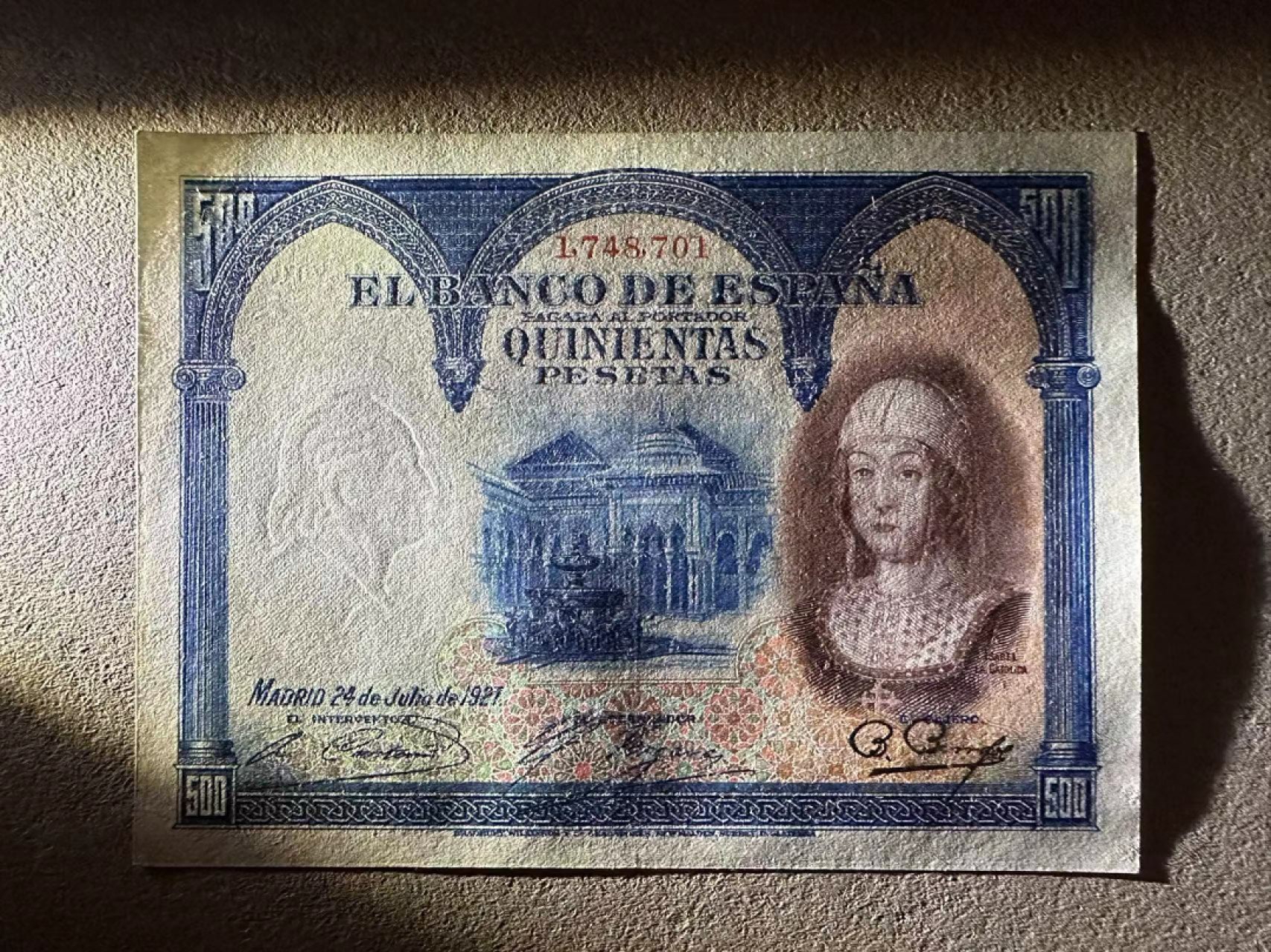 【Blue Auction】✨世界纸币精拍第327期——莫总专场XXI 西班牙 1927年500比塞塔 AU品相
