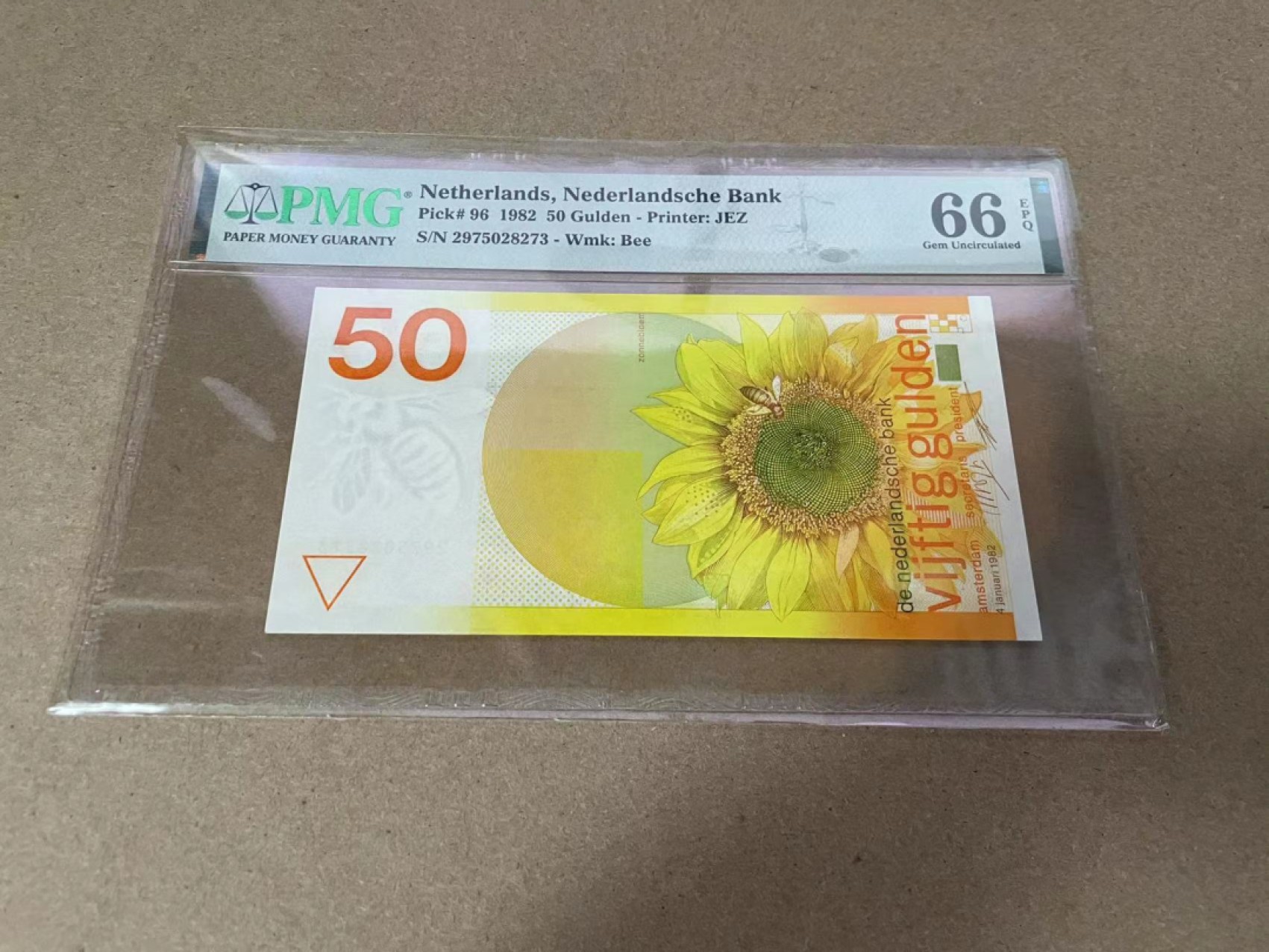【Blue Auction】✨世界纸币精拍第327期——莫总专场XXI 荷兰 1982年50盾 PMG66EPQ 向日葵