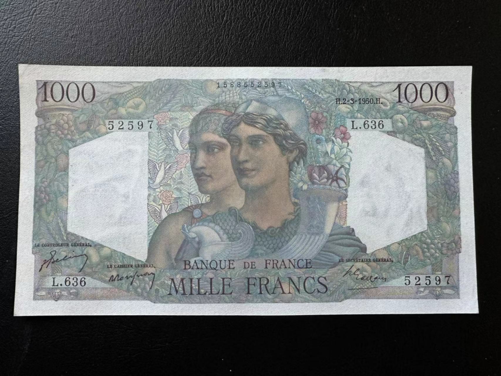 【Blue Auction】✨世界纸币精拍第327期——莫总专场XXI 法国 1950年1000法郎 AU品相