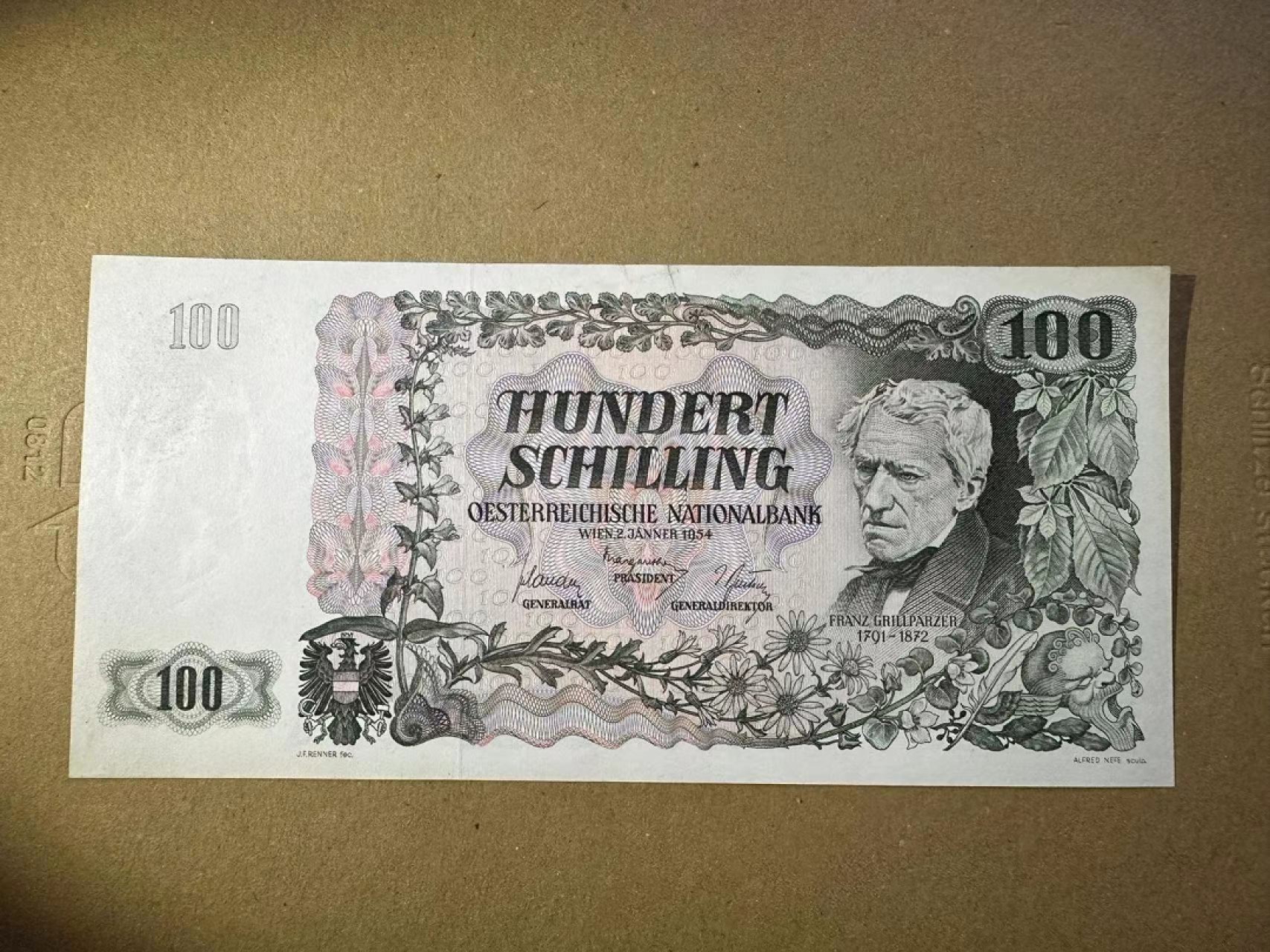 【Blue Auction】✨世界纸币精拍第327期——莫总专场XXI 奥地利 1954年100先令 AU 有裂口