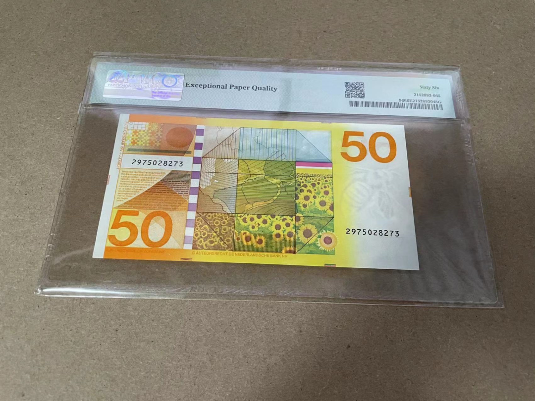 【Blue Auction】✨世界纸币精拍第327期——莫总专场XXI 荷兰 1982年50盾 PMG66EPQ 向日葵