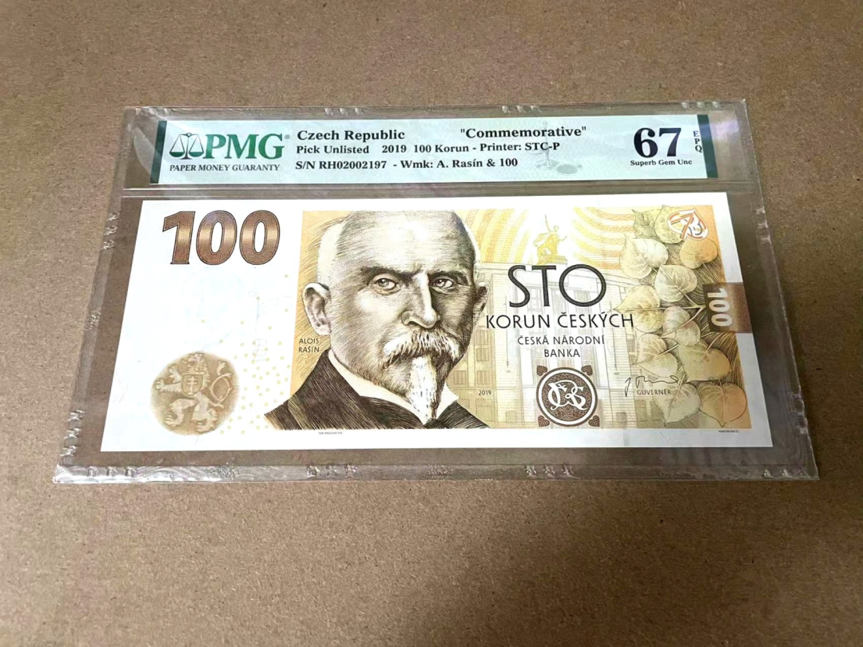 【Blue Auction】✨世界纸币精拍第327期——莫总专场XXI 捷克 2019年100克朗 PMG67EPQ 高分 纪念钞 大票幅 