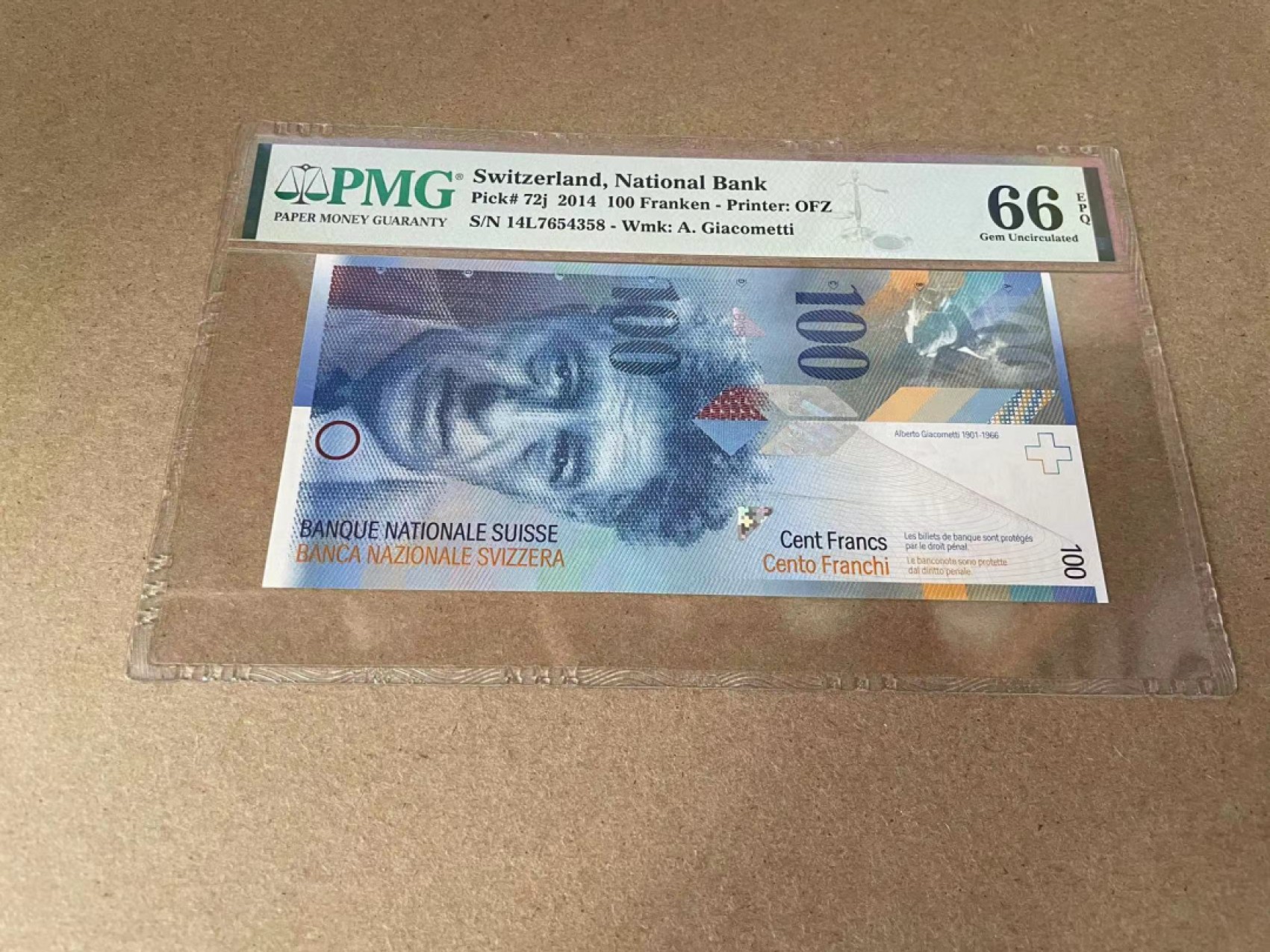 【Blue Auction】✨世界纸币精拍第327期——莫总专场XXI 瑞士 2014年100法郎 PMG66EPQ 