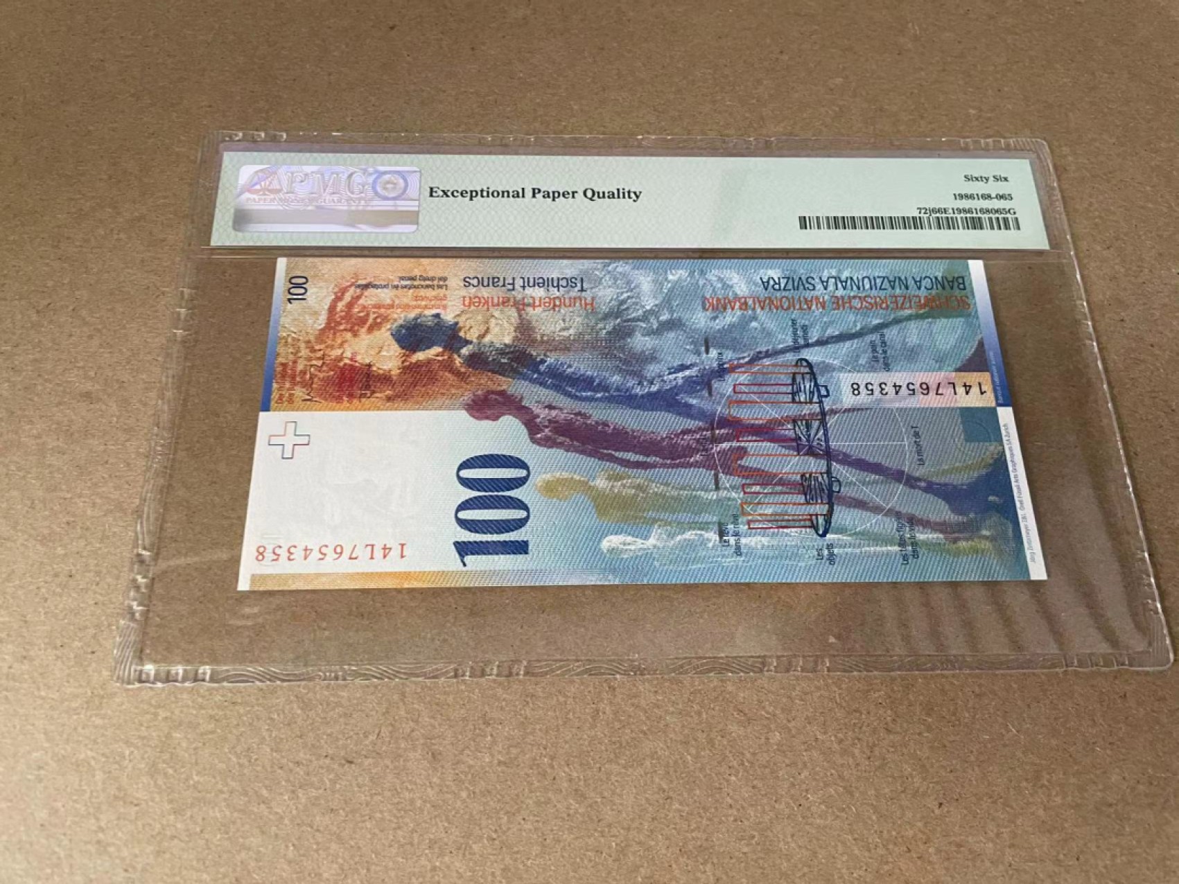 【Blue Auction】✨世界纸币精拍第327期——莫总专场XXI 瑞士 2014年100法郎 PMG66EPQ 