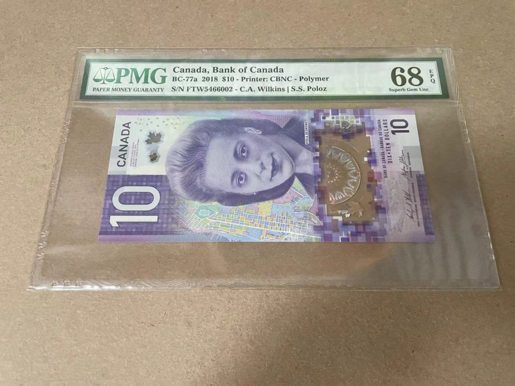 【Blue Auction】✨世界纸币精拍第327期——莫总专场XXI 【FTW首冠】加拿大 2018年10元 PMG68EPQ 超高分