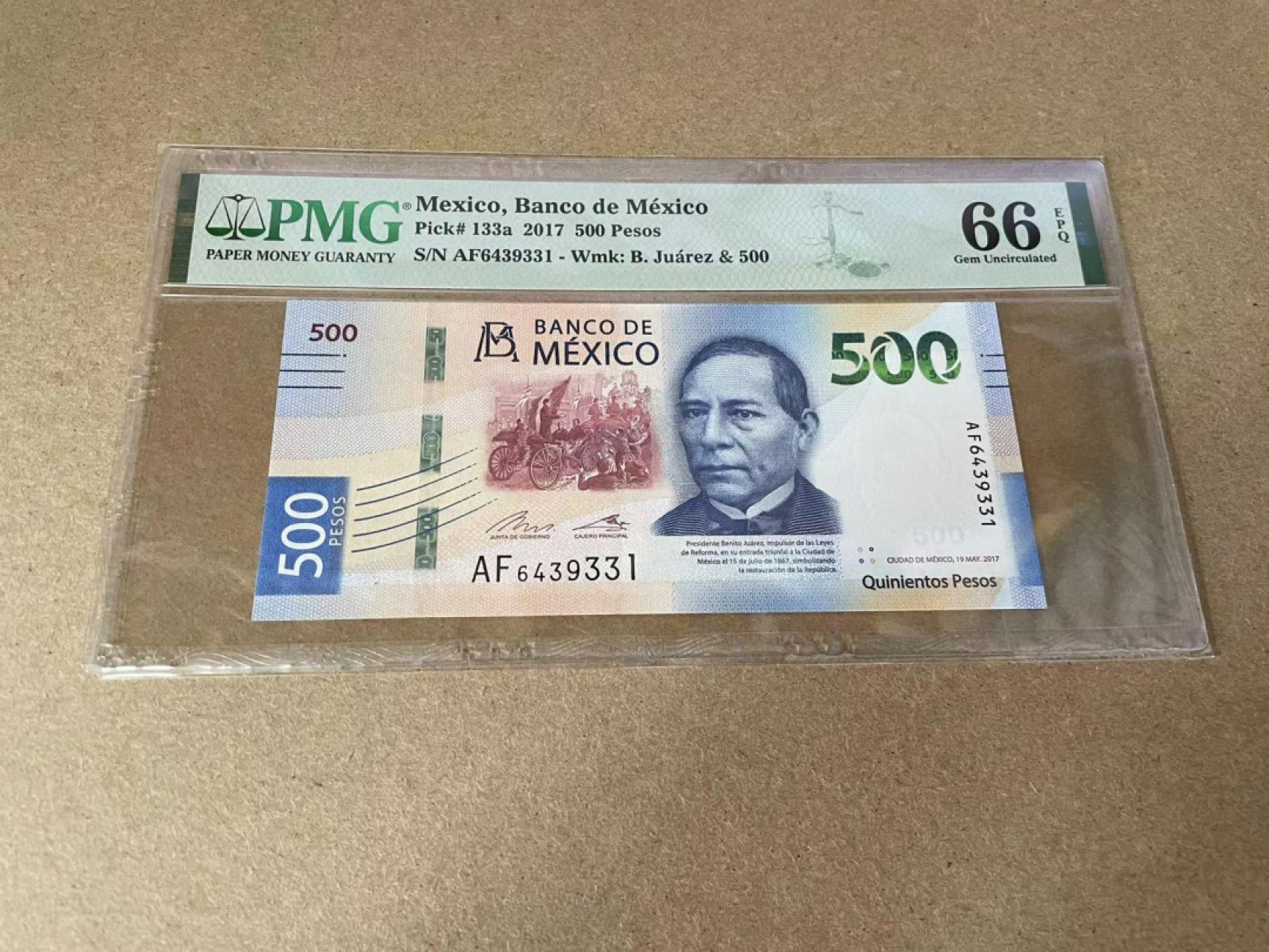 【Blue Auction】✨世界纸币精拍第327期——莫总专场XXI  墨西哥 2017年500比索 PMG66EPQ 