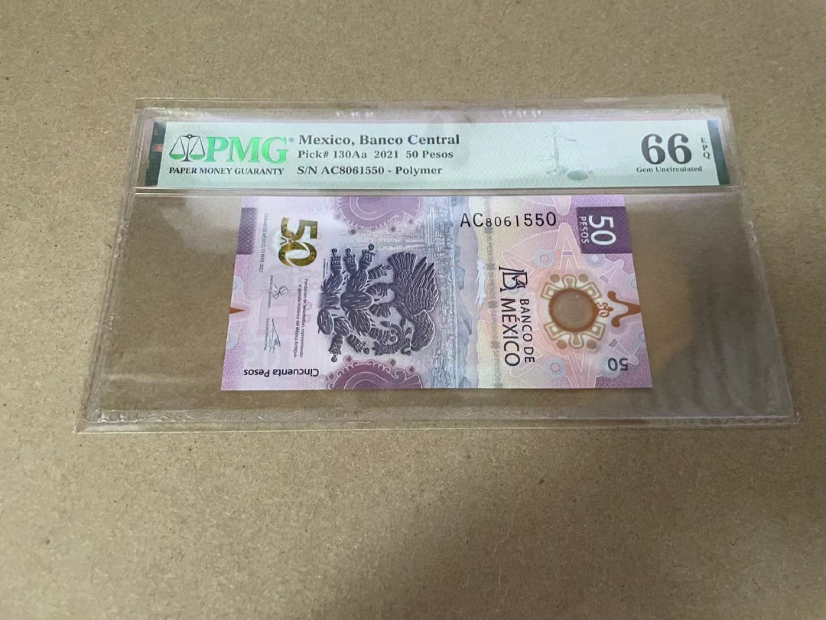 【Blue Auction】✨世界纸币精拍第327期——莫总专场XXI 【获奖钞】墨西哥 2021年50比索 PMG66EPQ  