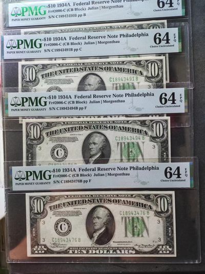 美国纸币 1934A 10元美金纸币 pmg 64 - 美国纸币 1934A 10元美金纸币 pmg 64