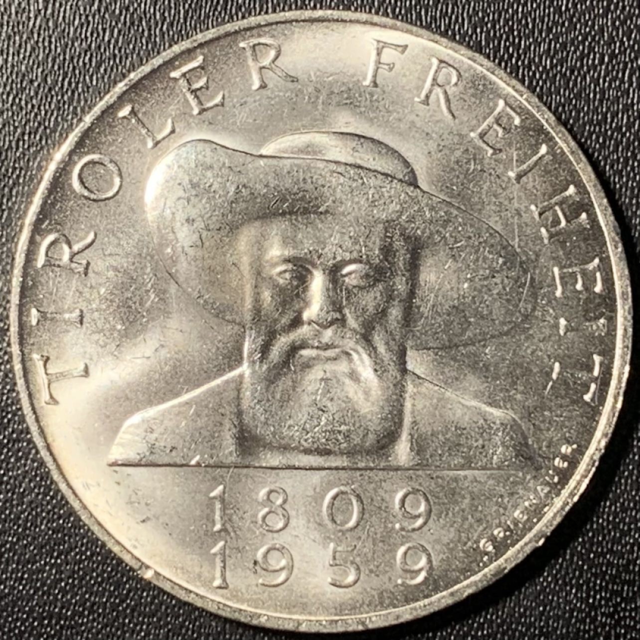 紫瑗钱币——第273期拍卖 奥地利 1959年 蒂罗尔解放150周年 50先令 20克 0.9银 UNC