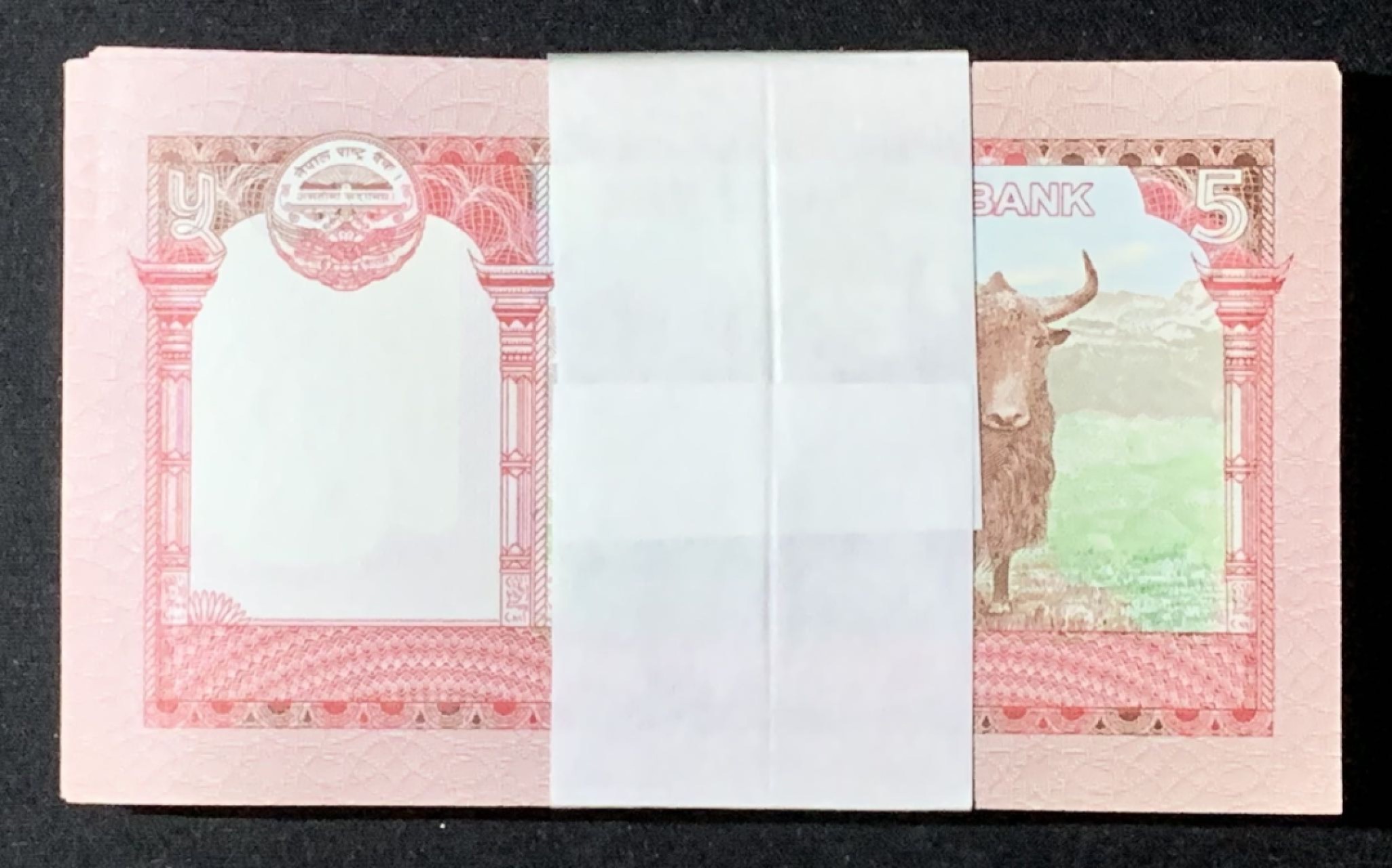 紫瑗钱币——第272期拍卖—纸币场 尼泊尔 2012年 牦牛 5卢比 100枚原封 整刀 一组