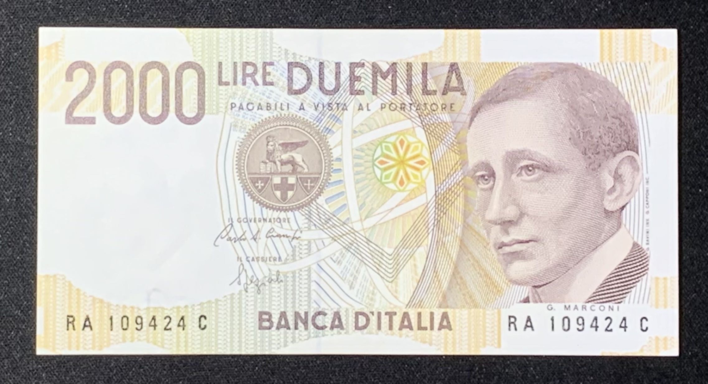 紫瑗钱币——第272期拍卖—纸币场 意大利 1990年 末班 2000里拉 UNC