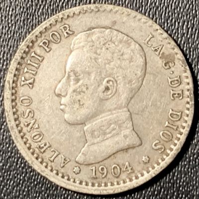 紫瑗钱币——第319期拍卖 - 西班牙 1904年 阿方索十三世 少年头 50分 2.5克 0.835银