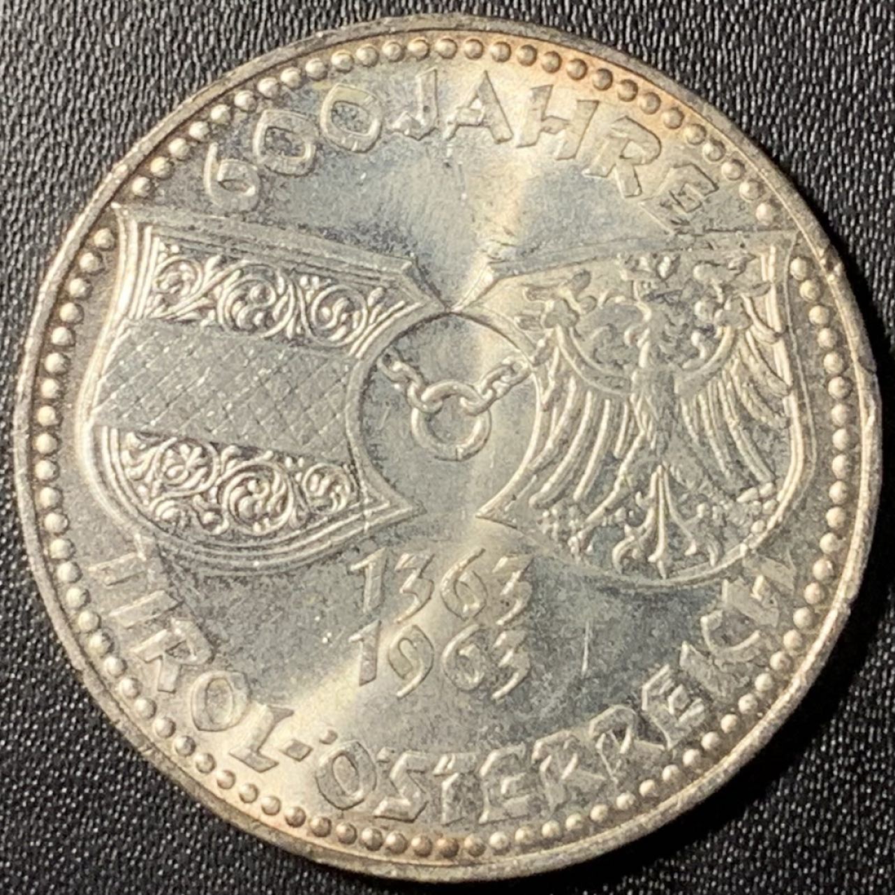 紫瑗钱币——第273期拍卖 奥地利 1963年 蒂罗尔联邦600周年 50先令 20克 0.9银 UNC