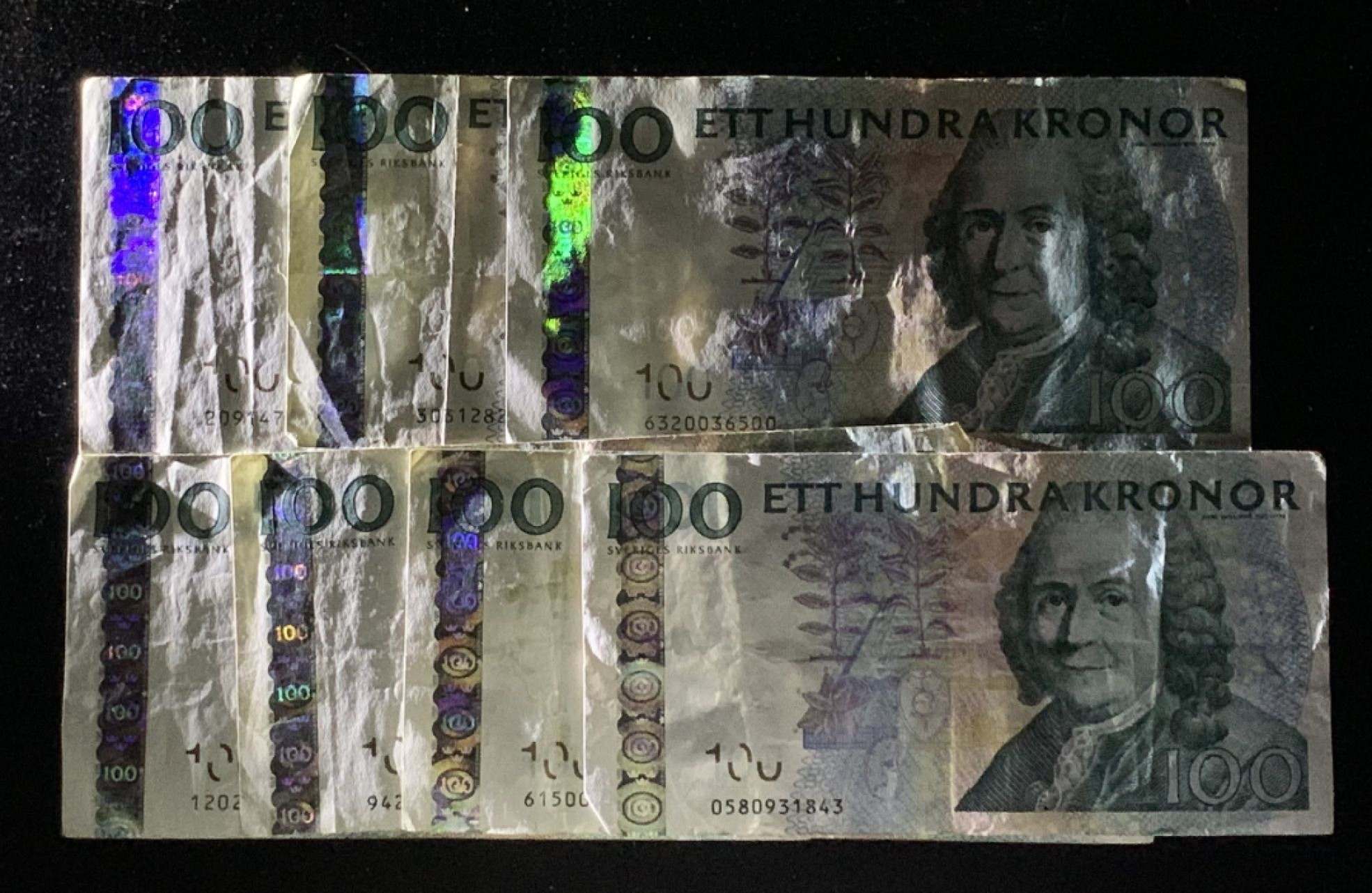紫瑗钱币——第272期拍卖—纸币场 瑞典 全息版 100克朗 7张一起 可兑换