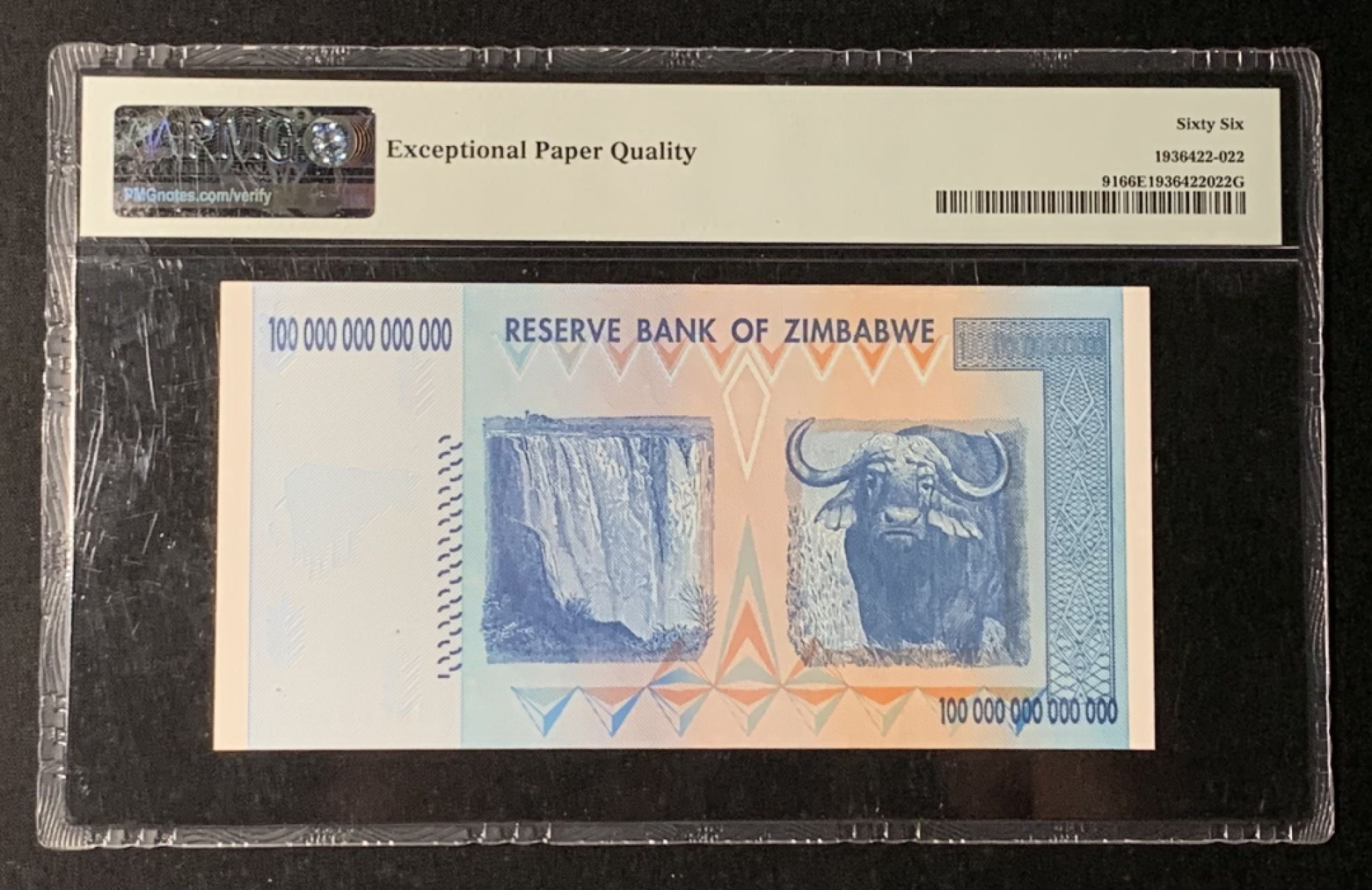 紫瑗钱币——第272期拍卖—纸币场 【叠尾2】津巴布韦 2008年 100万亿 世界面值最大纸币 PMG 66 EPQ （P-91）