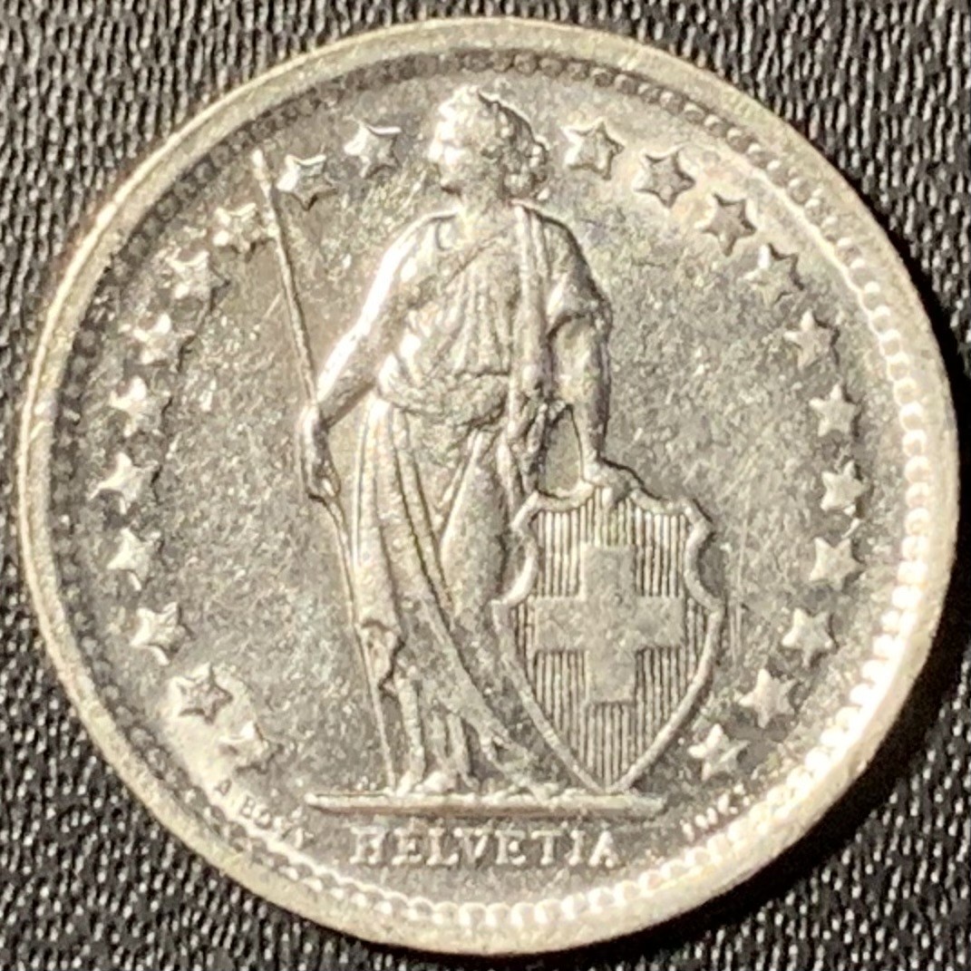 紫瑗钱币——第273期拍卖 瑞士 1965年 赫尔维蒂亚 1/2法郎 2.5克 0.835银 UNC