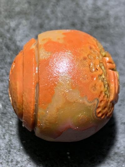 精美战国红玛瑙亚光手工雕刻道字太极阴阳鱼，苹果珠一颗！ 精美战国红玛瑙亚光手工雕刻道字太极阴阳鱼，苹果珠一颗！