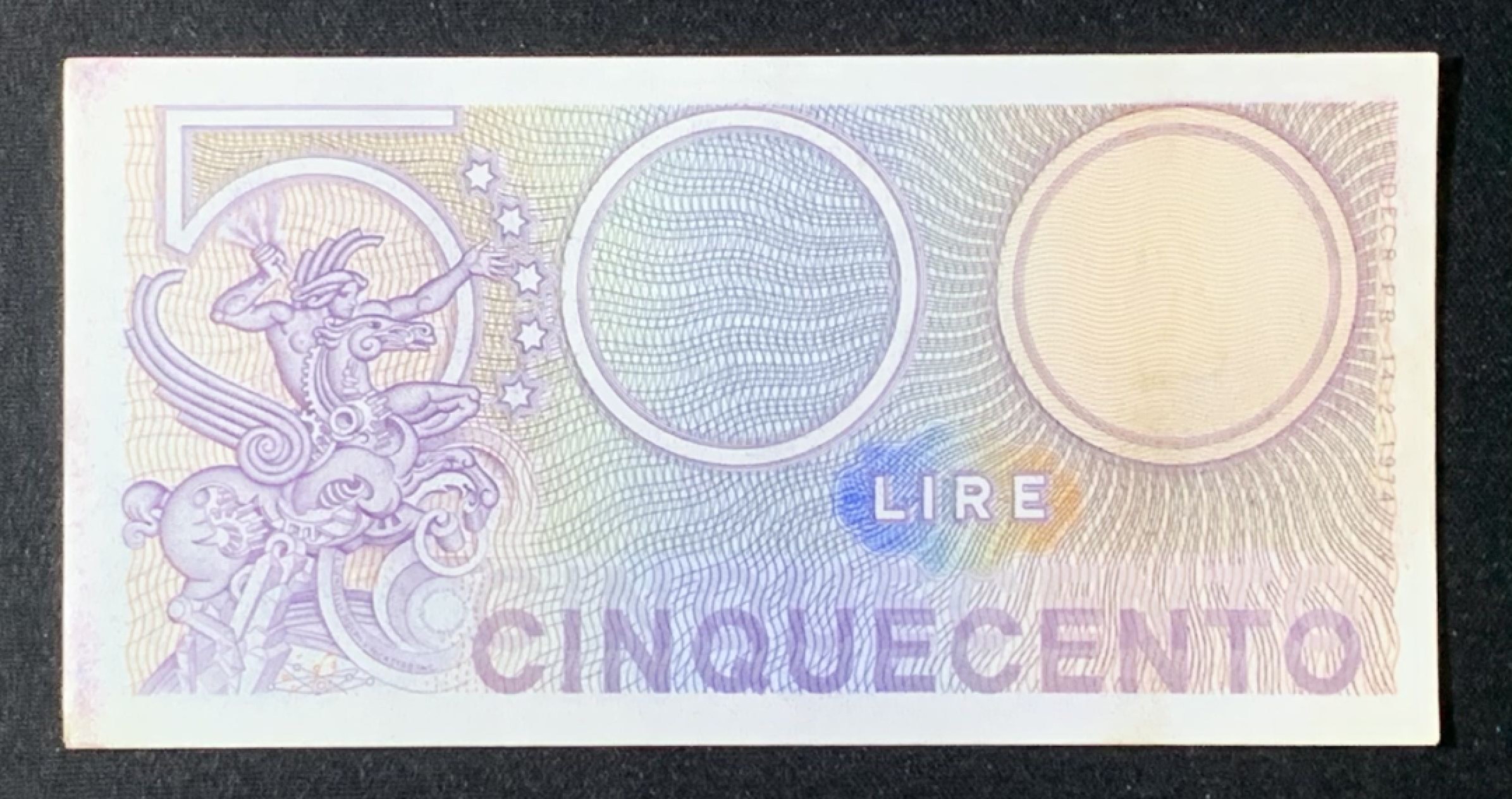 紫瑗钱币——第272期拍卖—纸币场 【叠尾】意大利 1974年 小仙女 500里拉 UNC