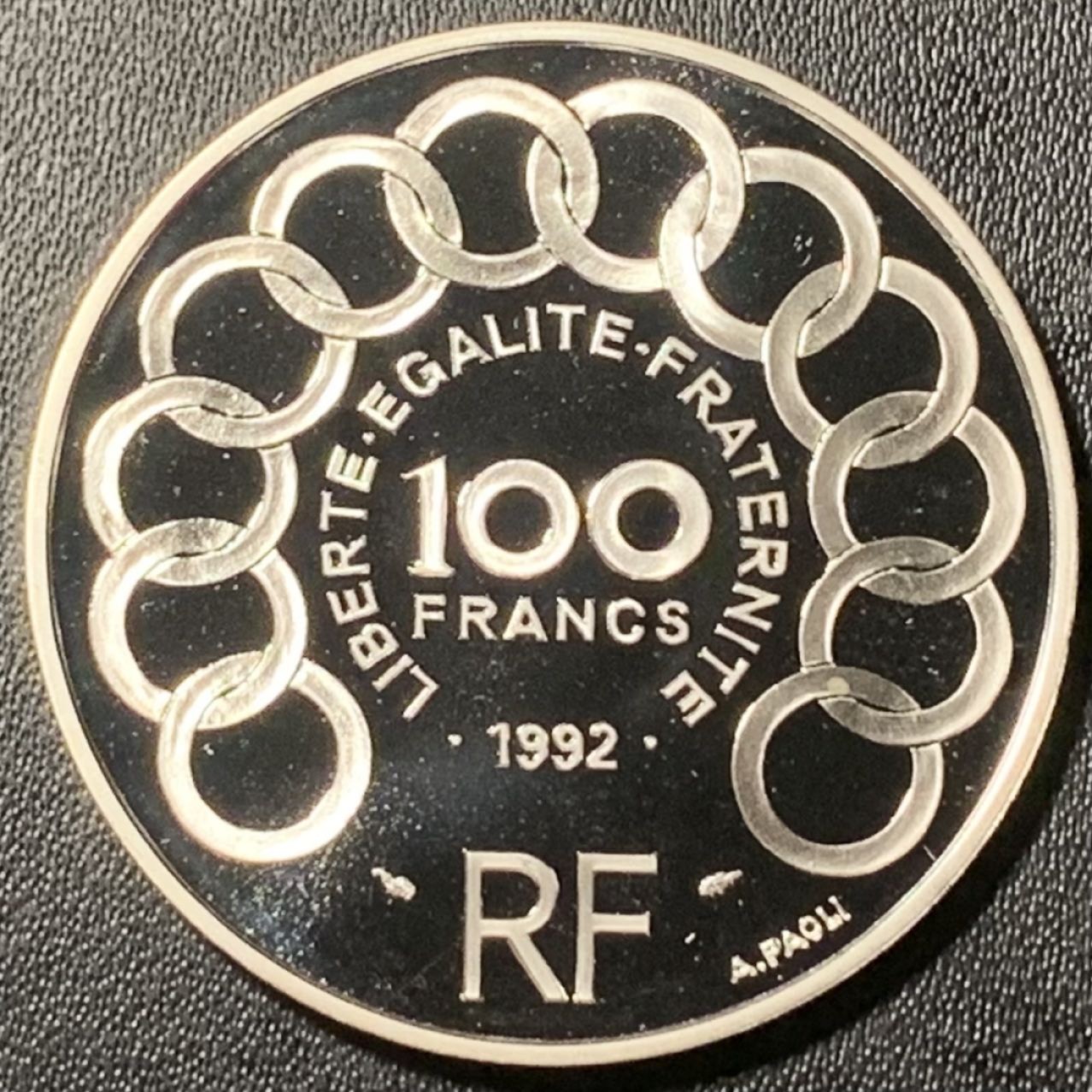 紫瑗钱币——第324期拍卖 法国 1991年 让·莫内 100法郎15埃居 22.2克 0.9银 精制
