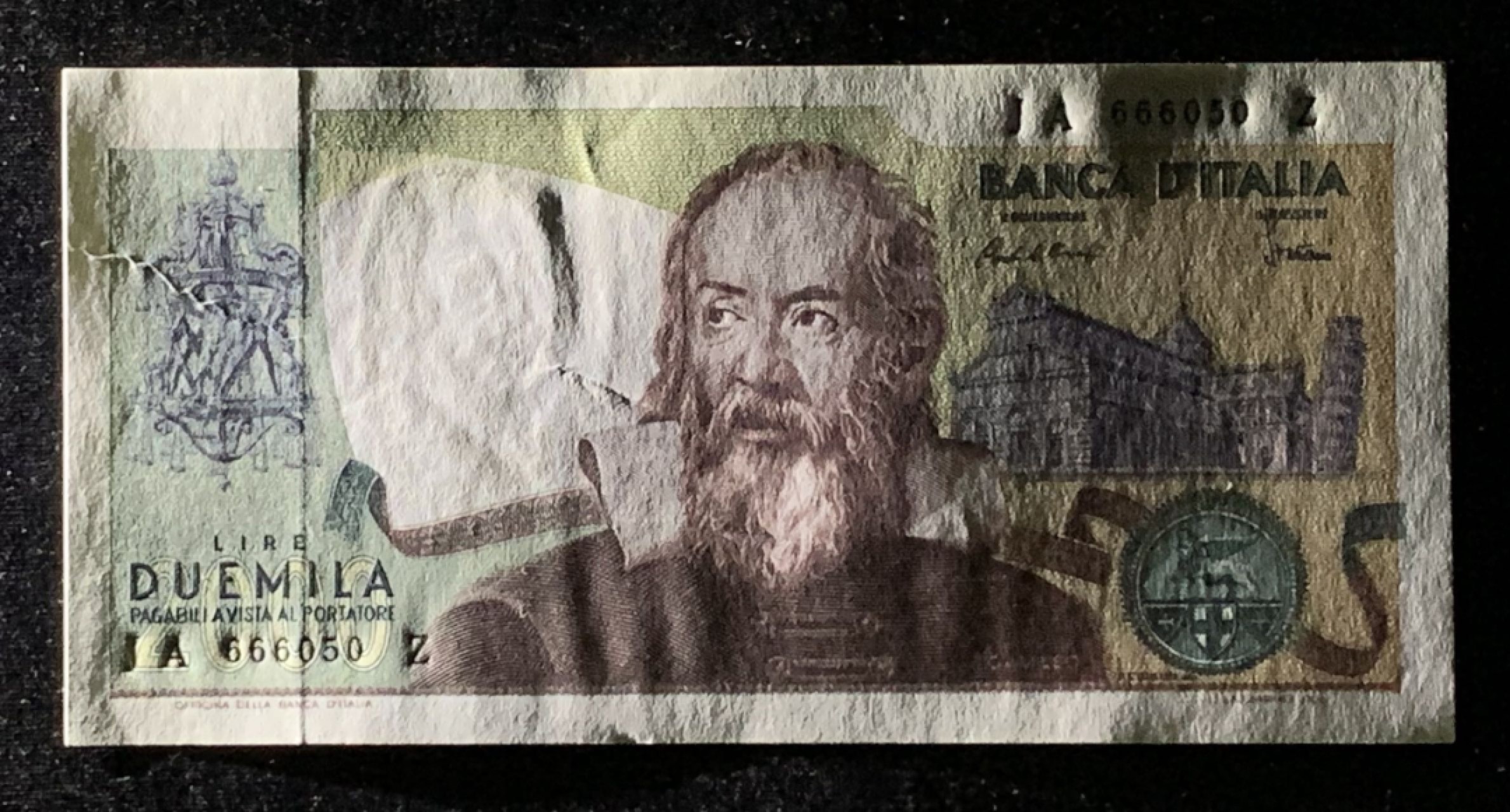 紫瑗钱币——第272期拍卖—纸币场 意大利 1973年 伽利略 2000里拉 好号 UNC