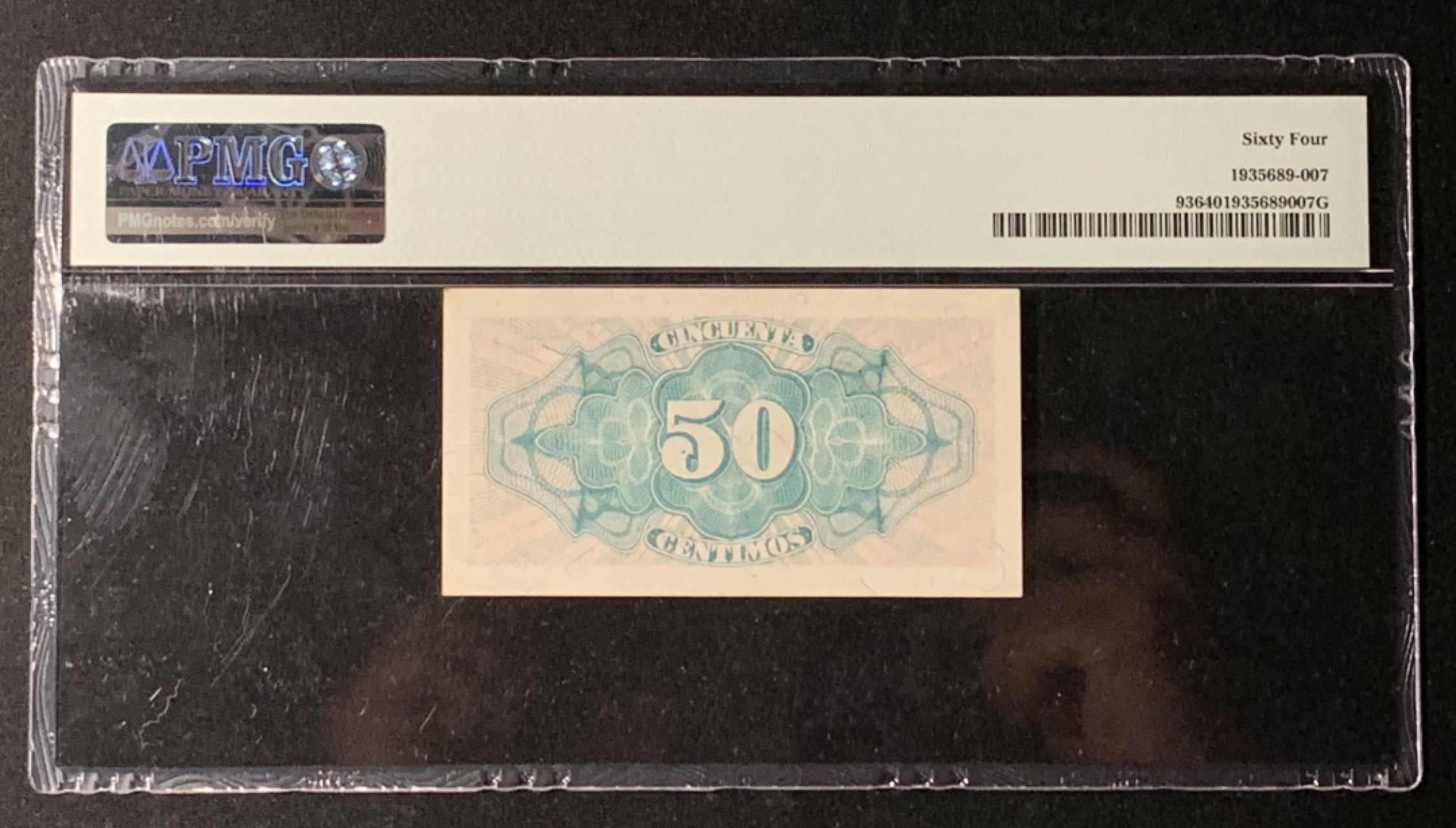 紫瑗钱币——第272期拍卖—纸币场 西班牙 1937年 第二共和国 财政部 50分 PMG 64 (P-94a)