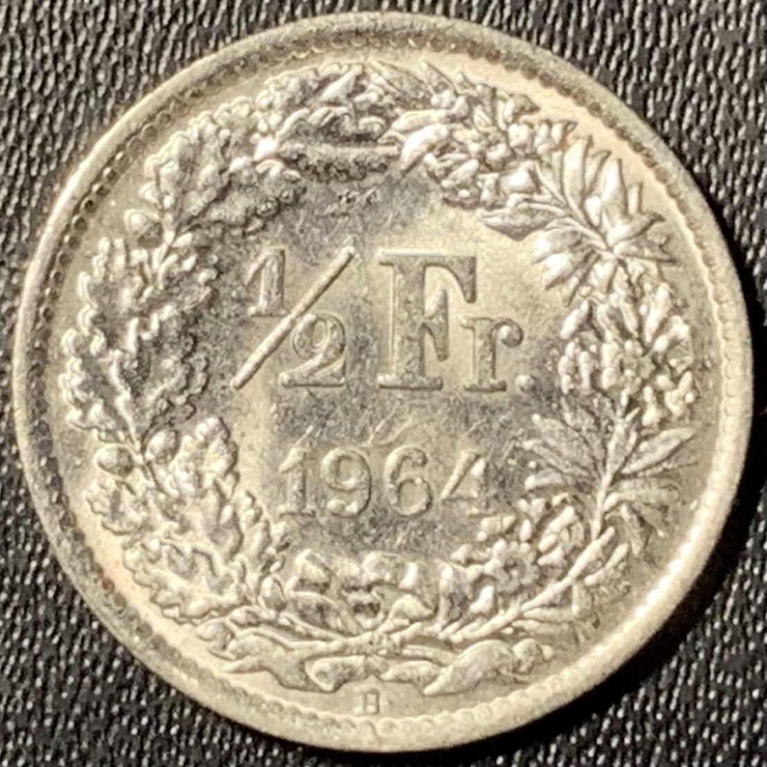 紫瑗钱币——第273期拍卖 瑞士 1964年 赫尔维蒂亚 1/2法郎 2.5克 0.835银 UNC