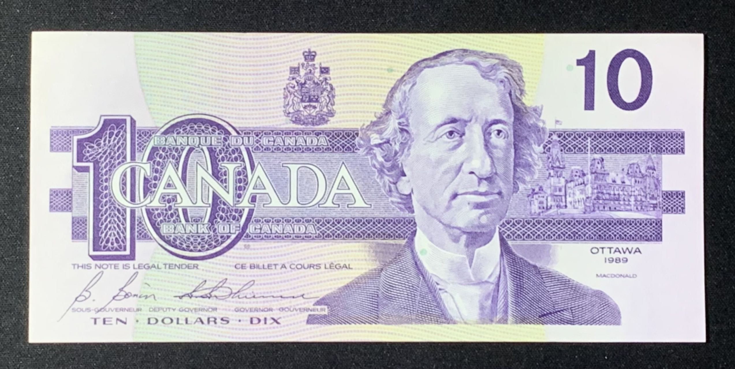紫瑗钱币——第272期拍卖—纸币场 加拿大 1989年 约翰麦克唐纳爵士 10元 UNC