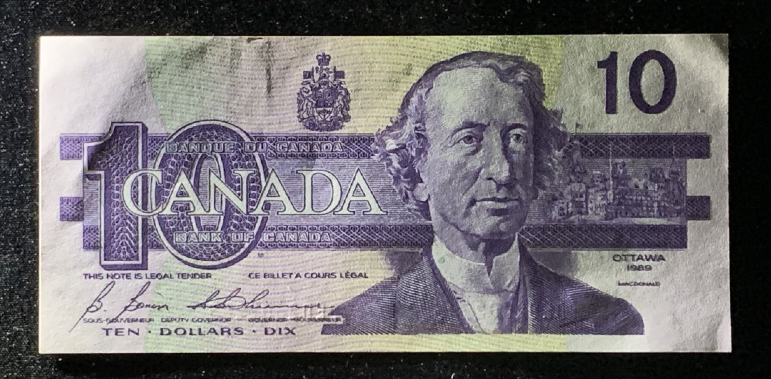 紫瑗钱币——第272期拍卖—纸币场 加拿大 1989年 约翰麦克唐纳爵士 10元 UNC