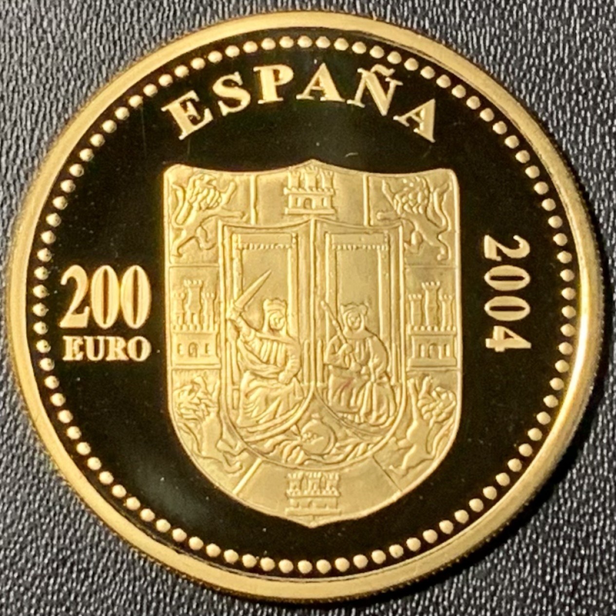 紫瑗钱币——第273期拍卖 西班牙 2004年 丽莎贝拉一世加冕 200欧元 13.5克 0.999金 精制