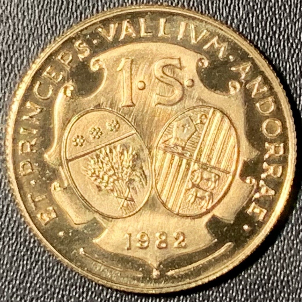 紫瑗钱币——第273期拍卖 安道尔 1982年 约翰·杜格尔一世 1索维林 8克 0.917金 精制