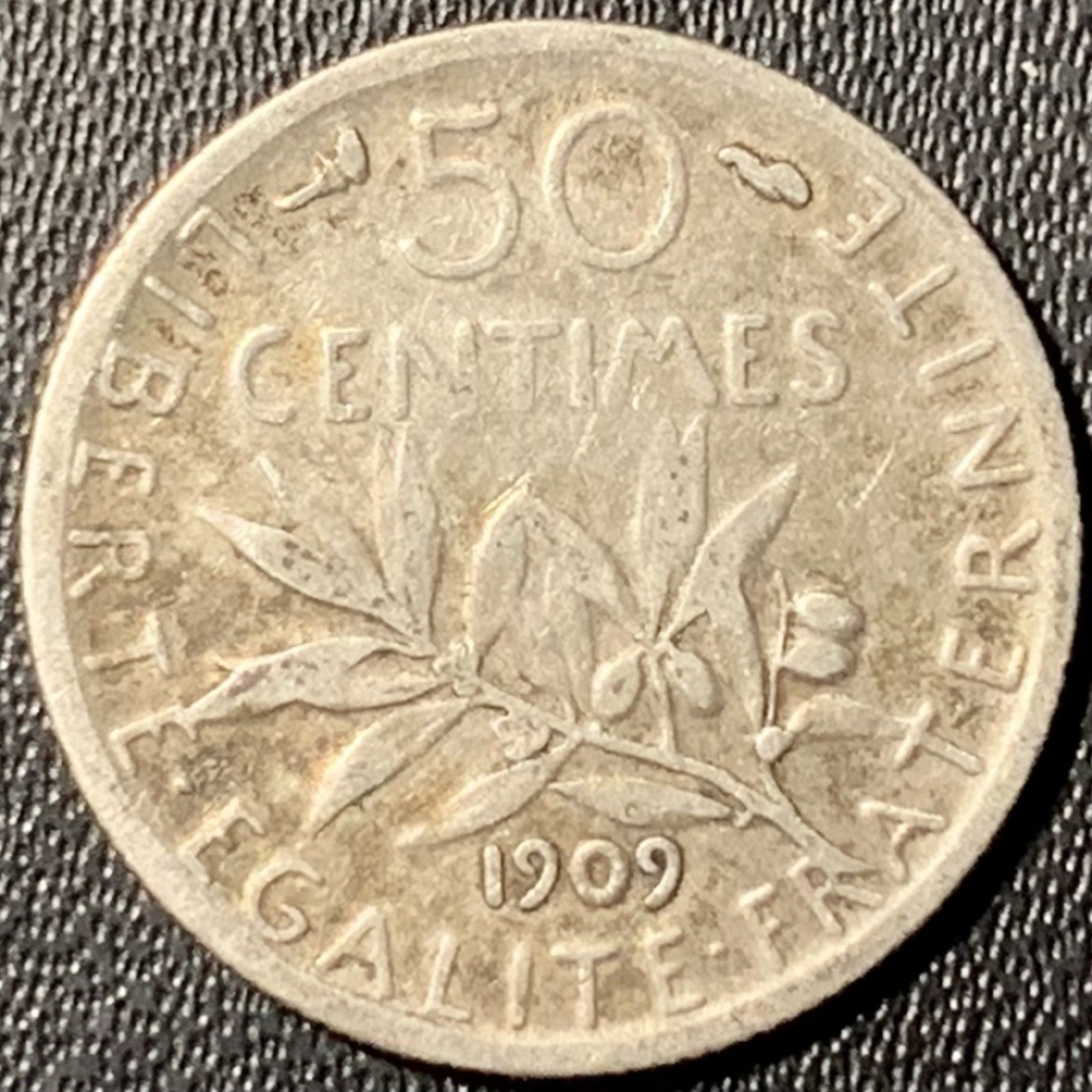 紫瑗钱币——第273期拍卖 法国 1909年 播种女神 50分 2.5克 0.835银