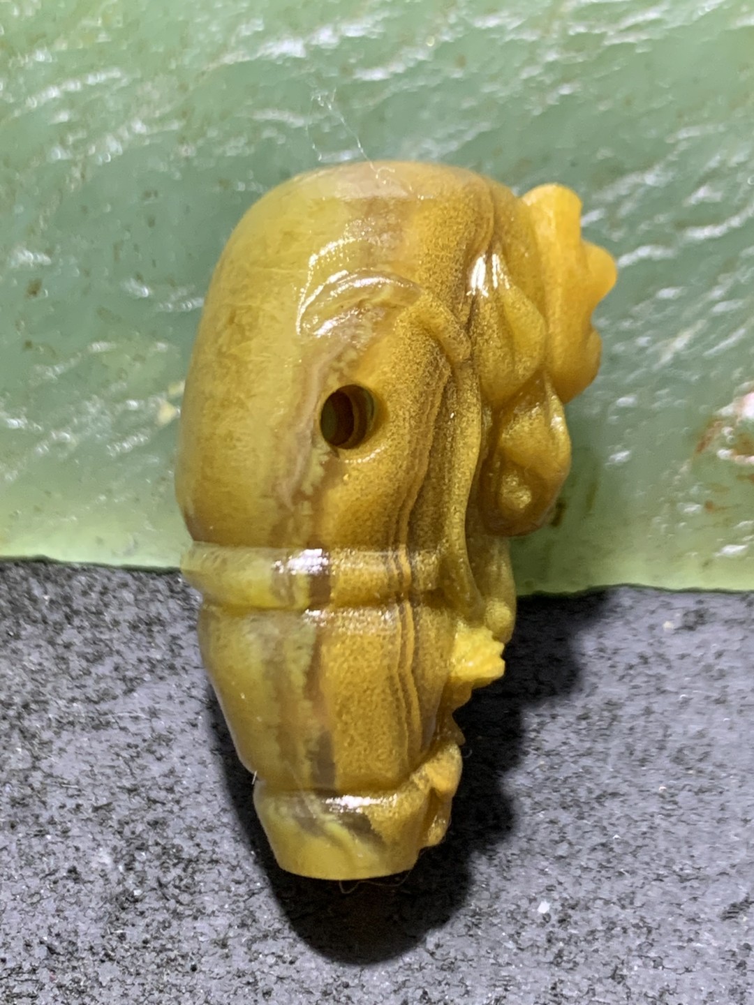 精美亚光高玉化冻料飘金沙鸡油黄蒙料战国红玛瑙手工雕刻一体龙头佛头三通一个！