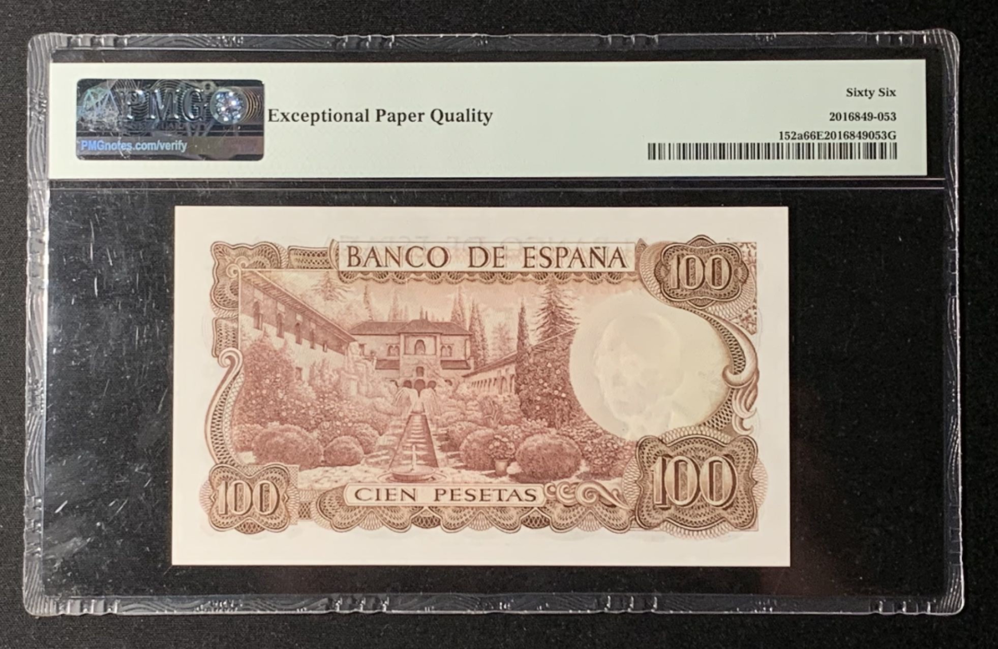 紫瑗钱币——第272期拍卖—纸币场 西班牙 1970(1974)年 100比塞塔 PMG 66 EPQ （P-152a）