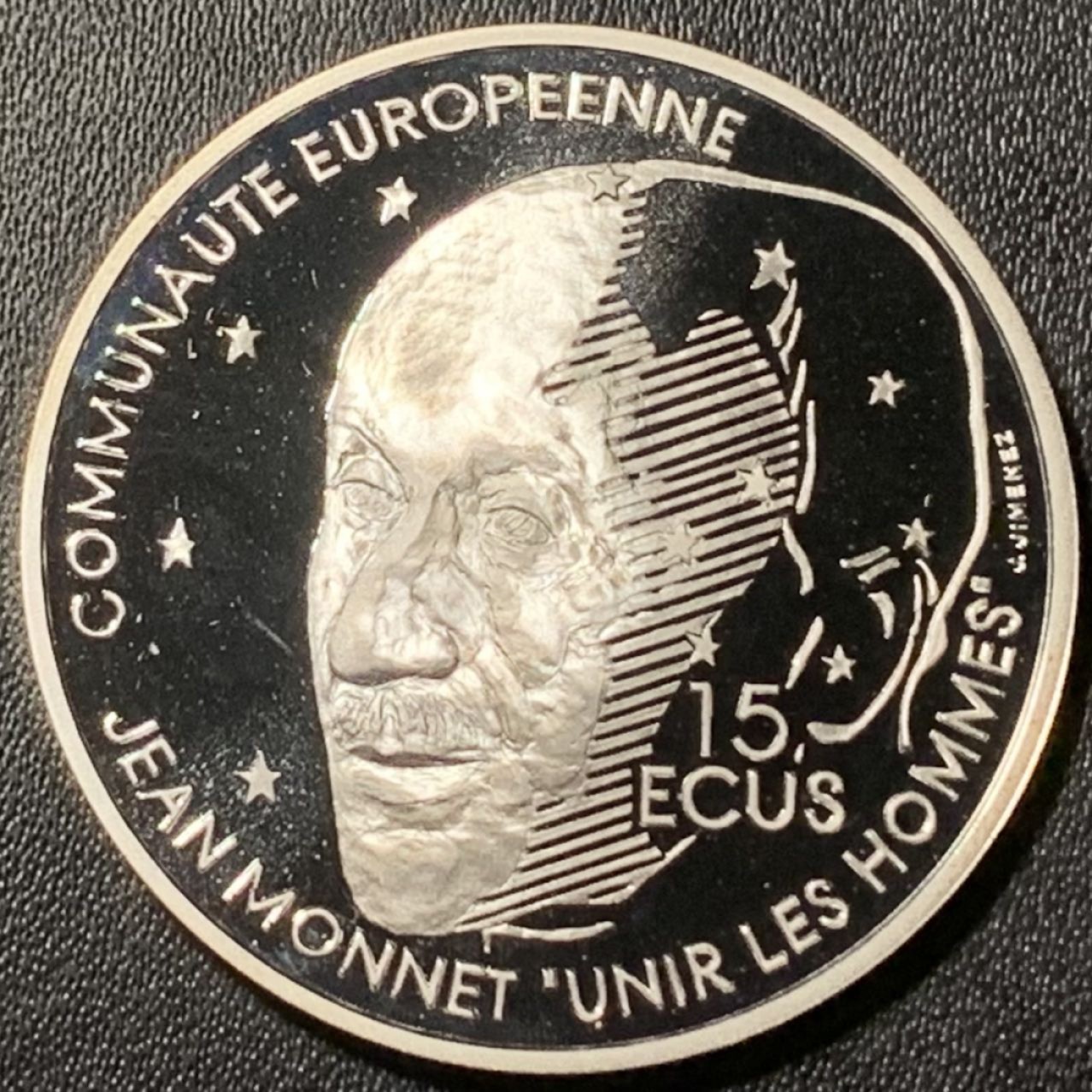 紫瑗钱币——第324期拍卖 法国 1991年 让·莫内 100法郎15埃居 22.2克 0.9银 精制