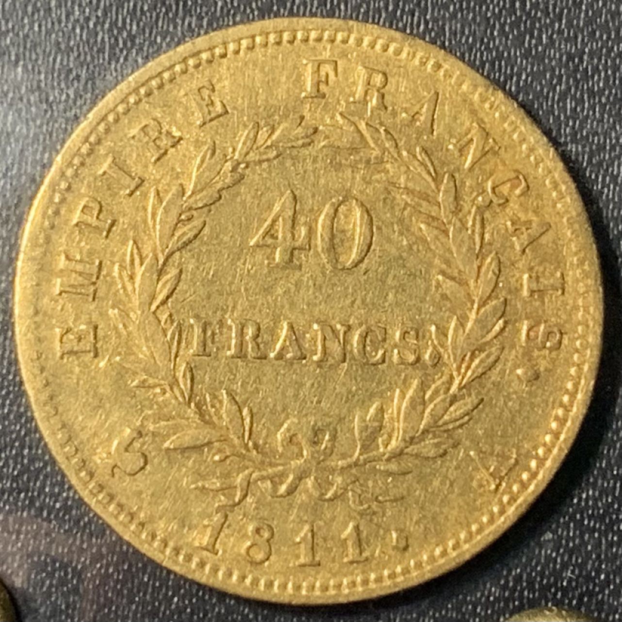 紫瑗钱币——第273期拍卖 法国 1811年 拿破仑三世 桂冠 40法郎 12.9克 0.9金 XF- AU