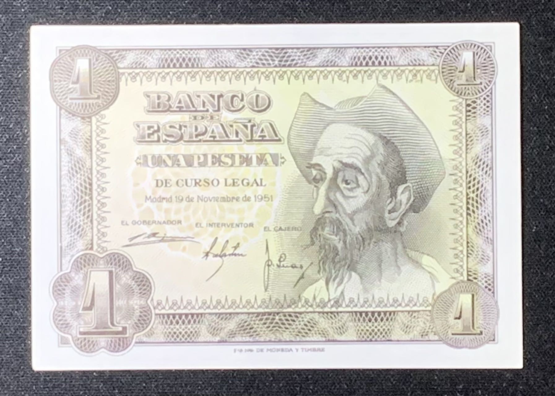 紫瑗钱币——第272期拍卖—纸币场 西班牙 1951年 唐吉坷德 1比塞塔  UNC